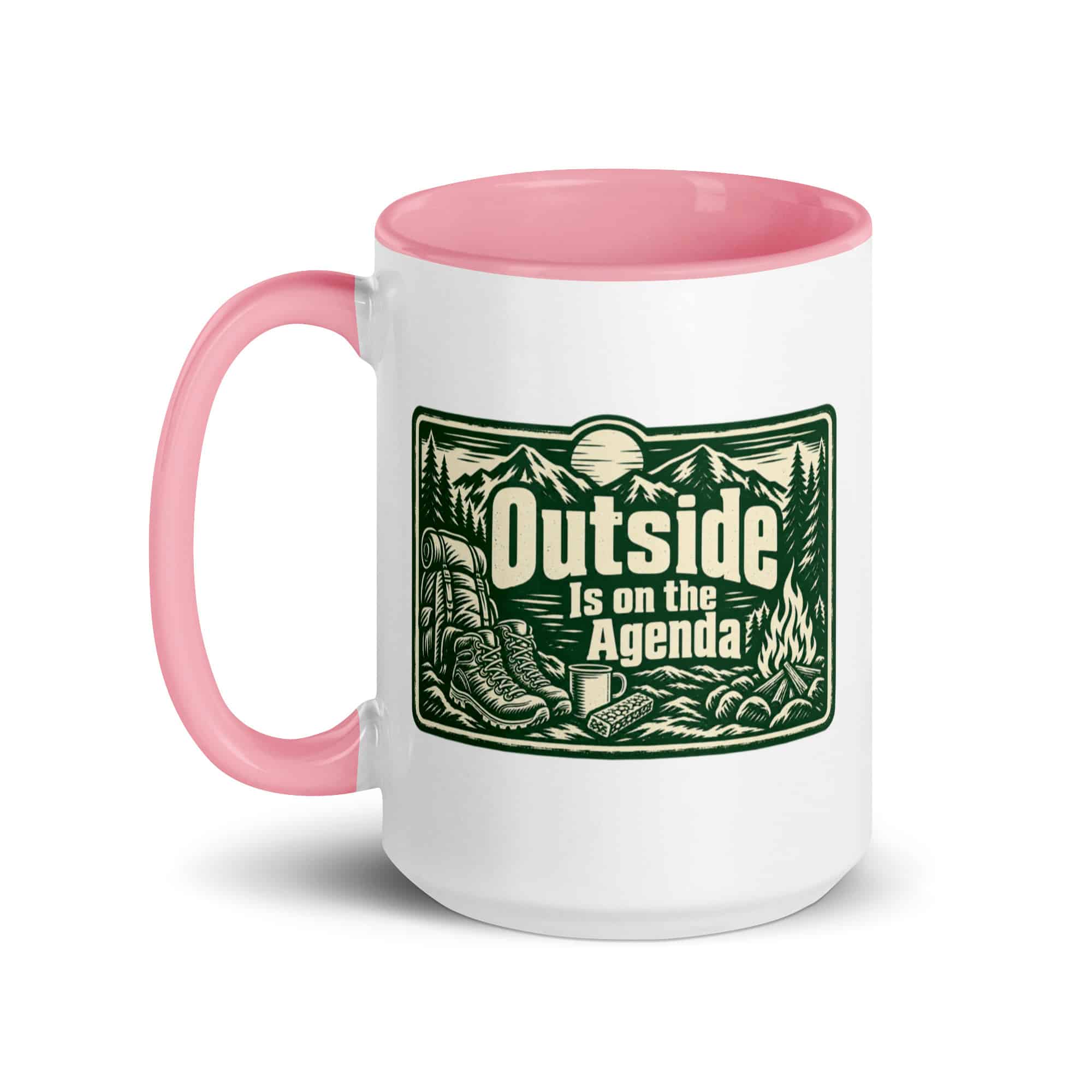 Nature and Adventure Color Inside Coffee Mug: Outside Is on the Agenda, Forest Ink Stamp