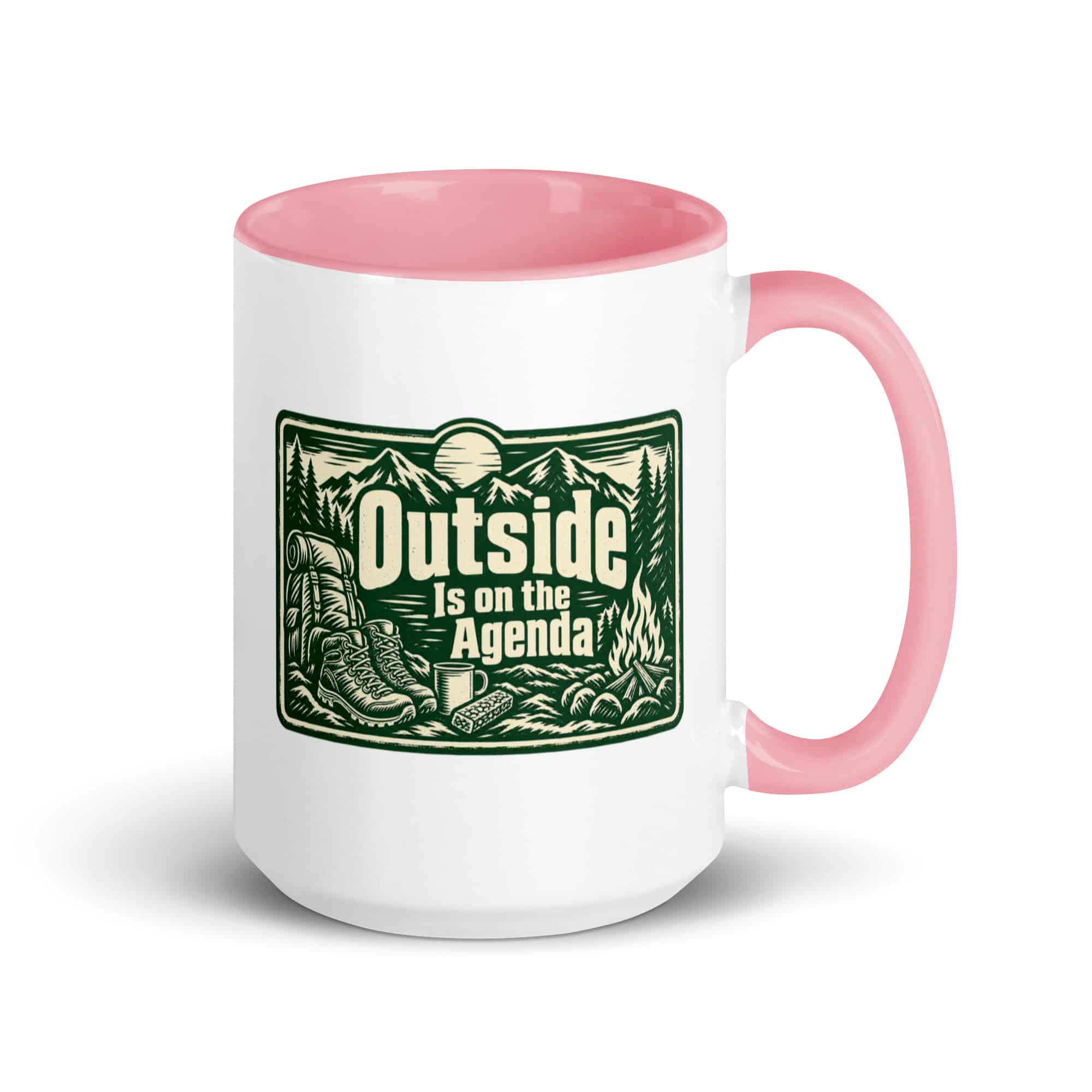 Nature and Adventure Color Inside Coffee Mug: Outside Is on the Agenda, Forest Ink Stamp