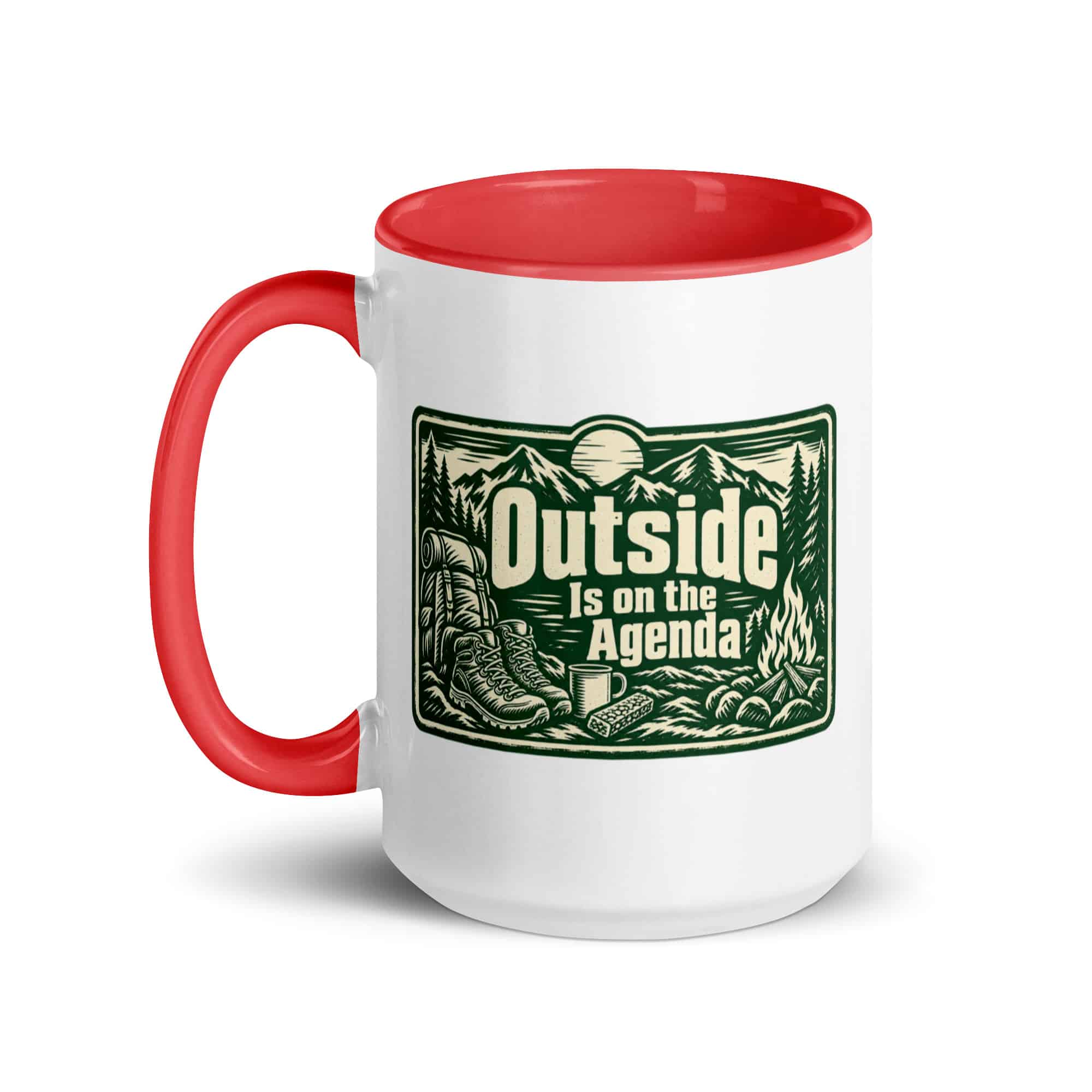 Nature and Adventure Color Inside Coffee Mug: Outside Is on the Agenda, Forest Ink Stamp