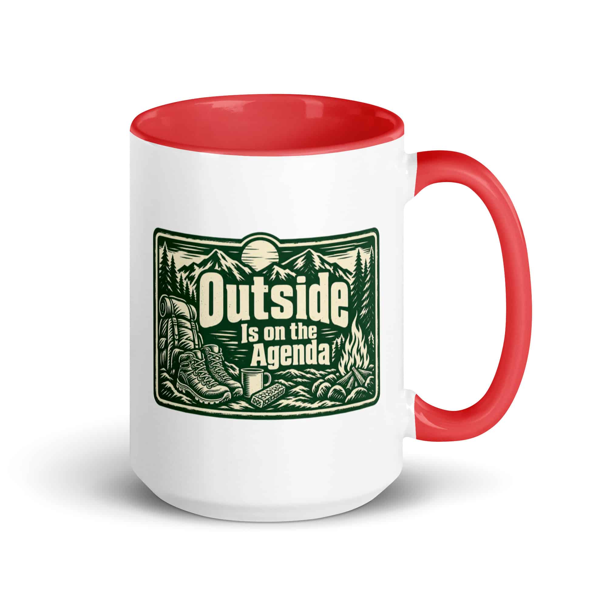 Nature and Adventure Color Inside Coffee Mug: Outside Is on the Agenda, Forest Ink Stamp