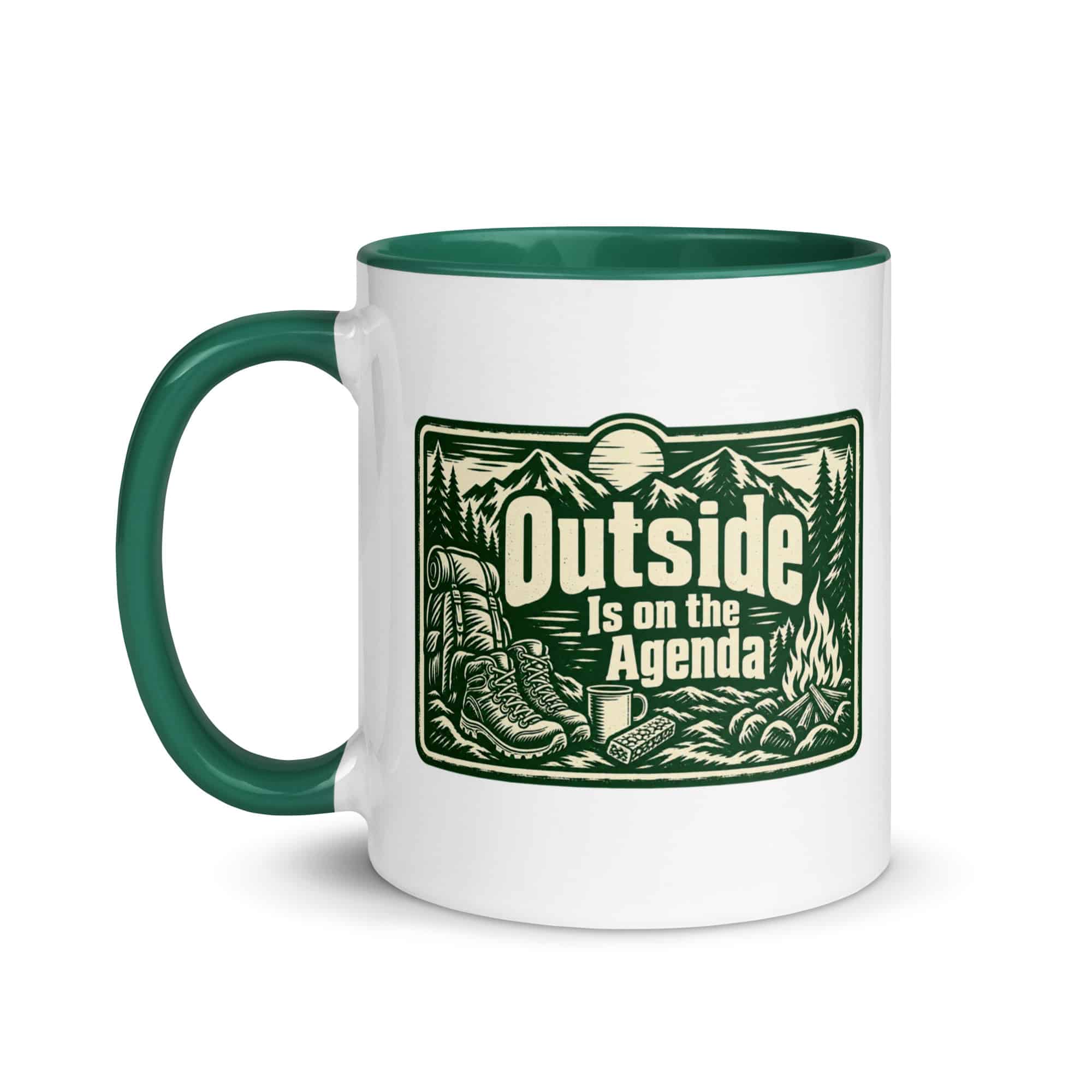 Nature and Adventure Color Inside Coffee Mug: Outside Is on the Agenda, Forest Ink Stamp