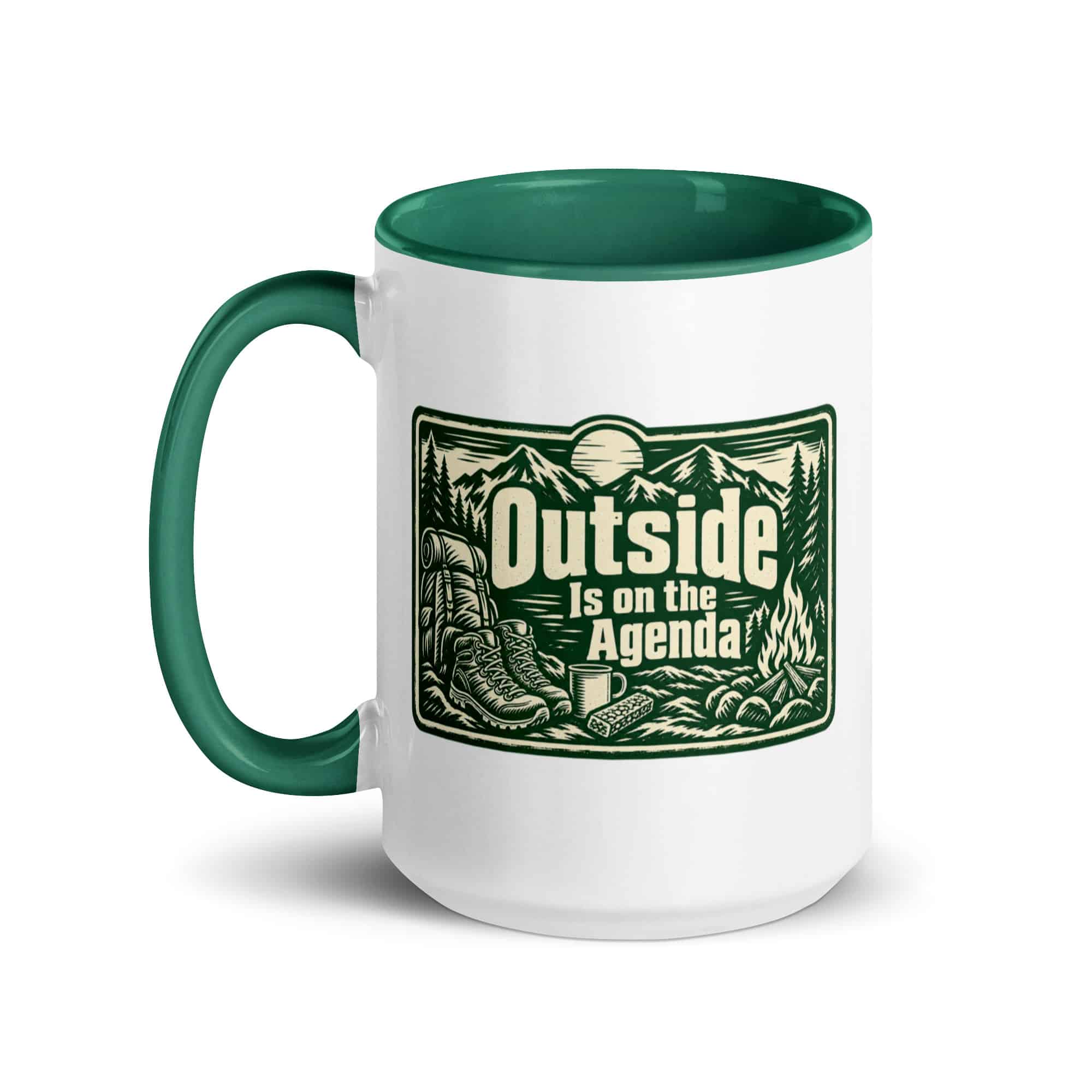 Nature and Adventure Color Inside Coffee Mug: Outside Is on the Agenda, Forest Ink Stamp