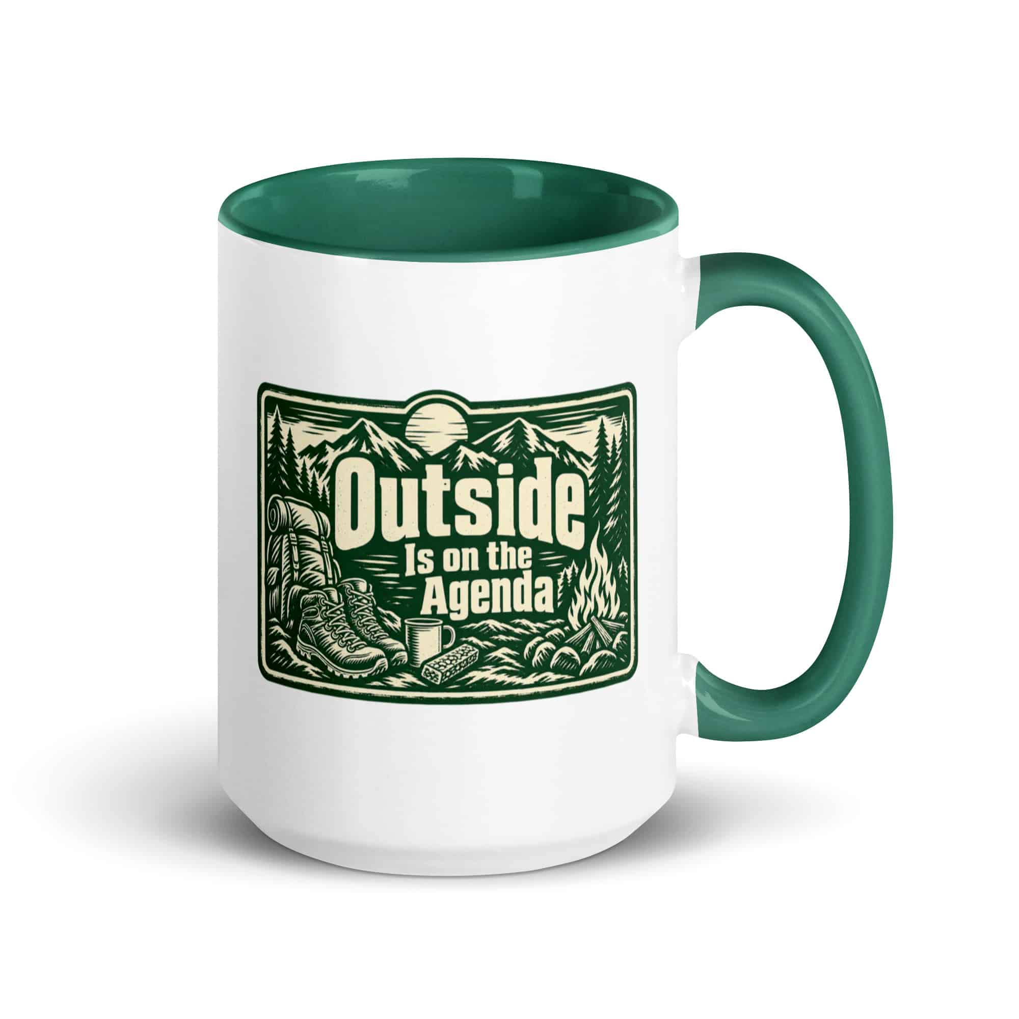 Nature and Adventure Color Inside Coffee Mug: Outside Is on the Agenda, Forest Ink Stamp