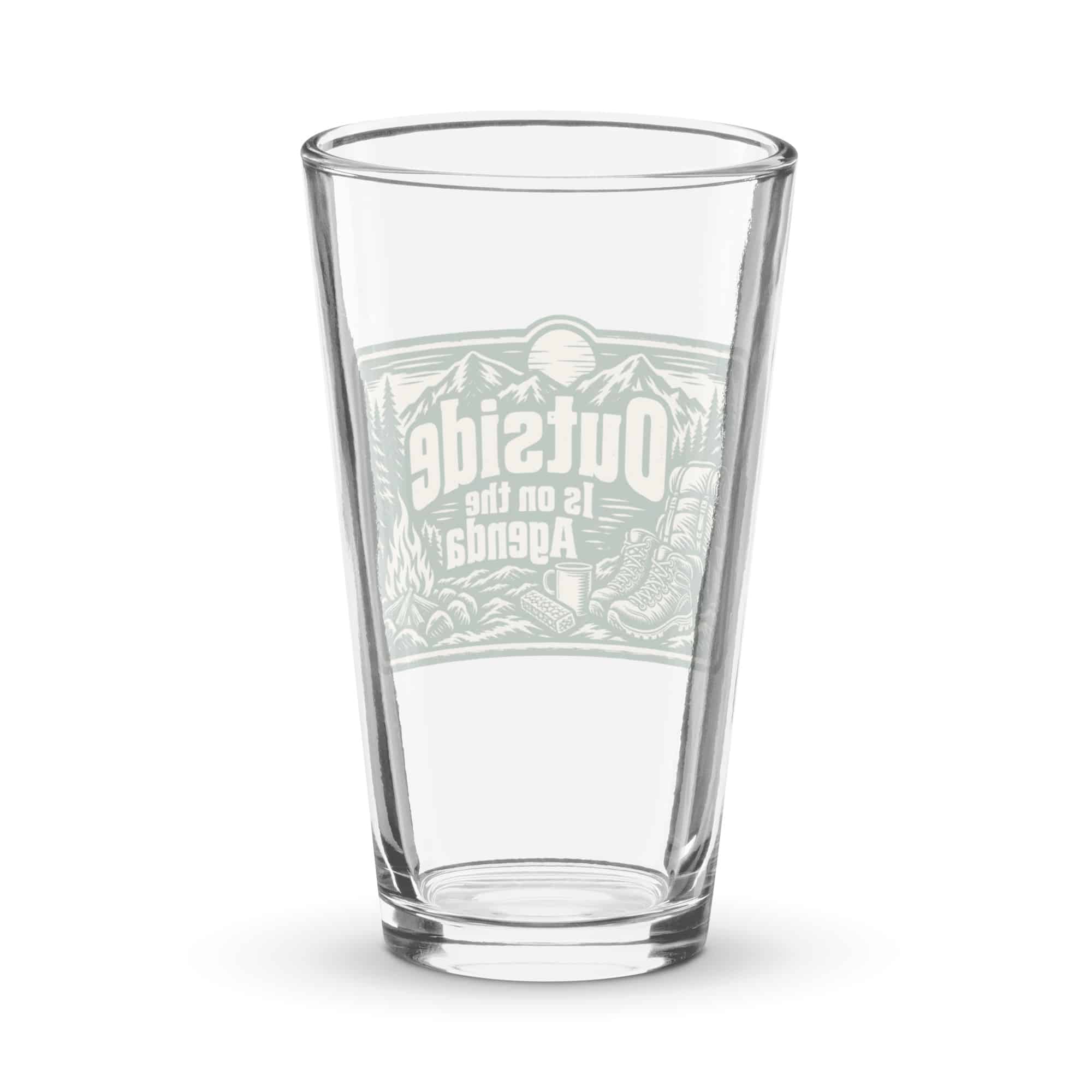 Nature and Adventure Pint Glass: Outside Is on the Agenda, Forest Ink Stamp