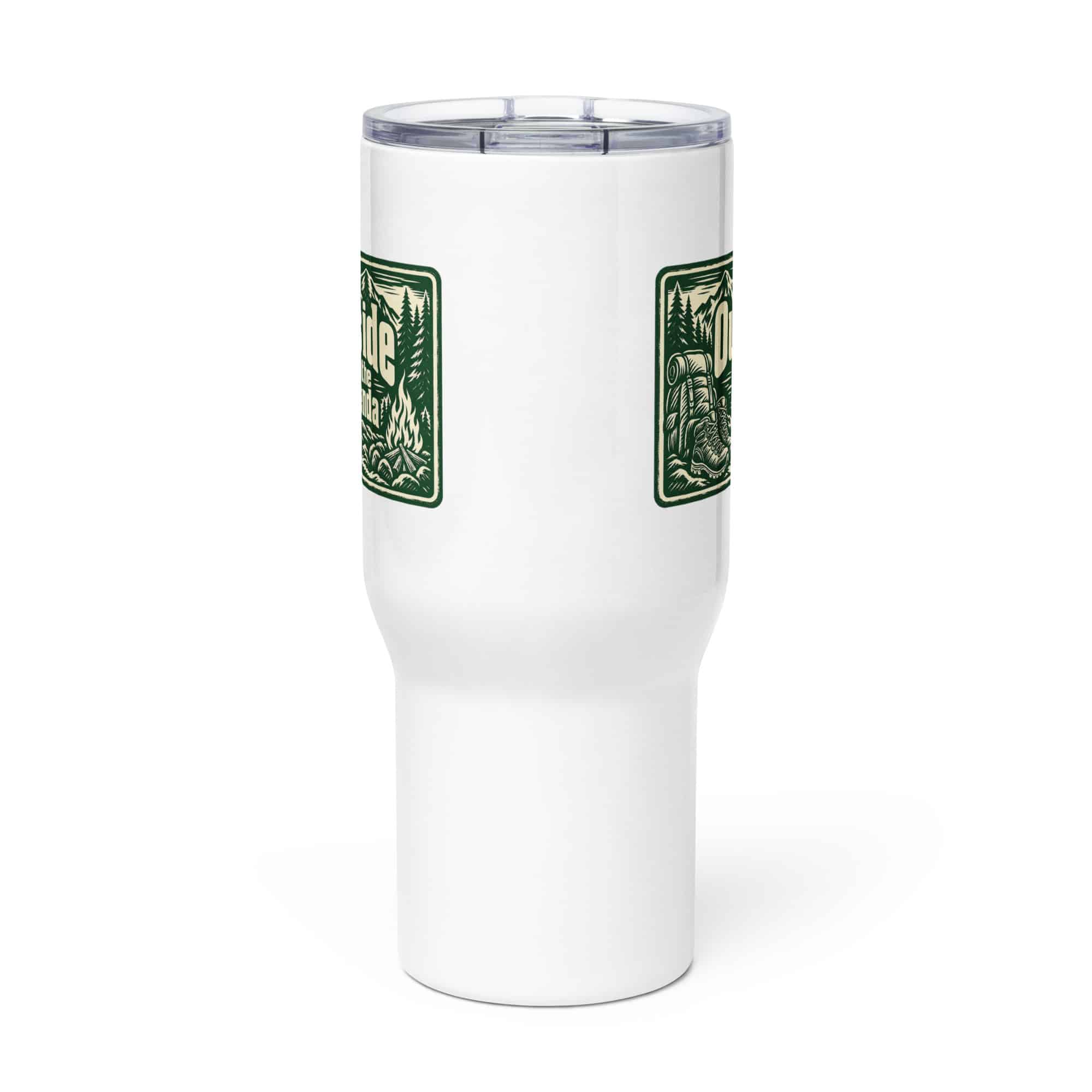 Nature and Adventure Travel Mug: Outside Is on the Agenda, Forest Ink Stamp
