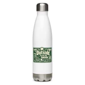 Nature and Adventure Stainless Steel Water Bottle: Outside Is on the Agenda, Forest Ink Stamp - 17 oz - Main