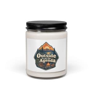 Nature and Adventure Soy Wax Candle: Outside Is on the Agenda, Scenic Shield Badge - 9oz - Main