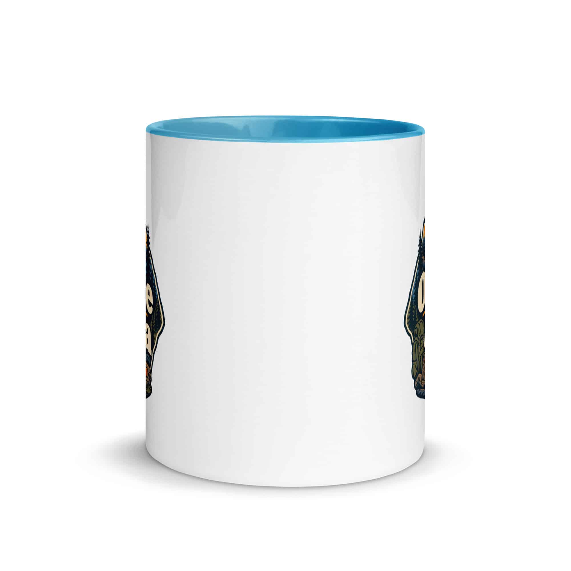 Nature and Adventure Color Inside Coffee Mug: Outside Is on the Agenda, Scenic Shield Badge