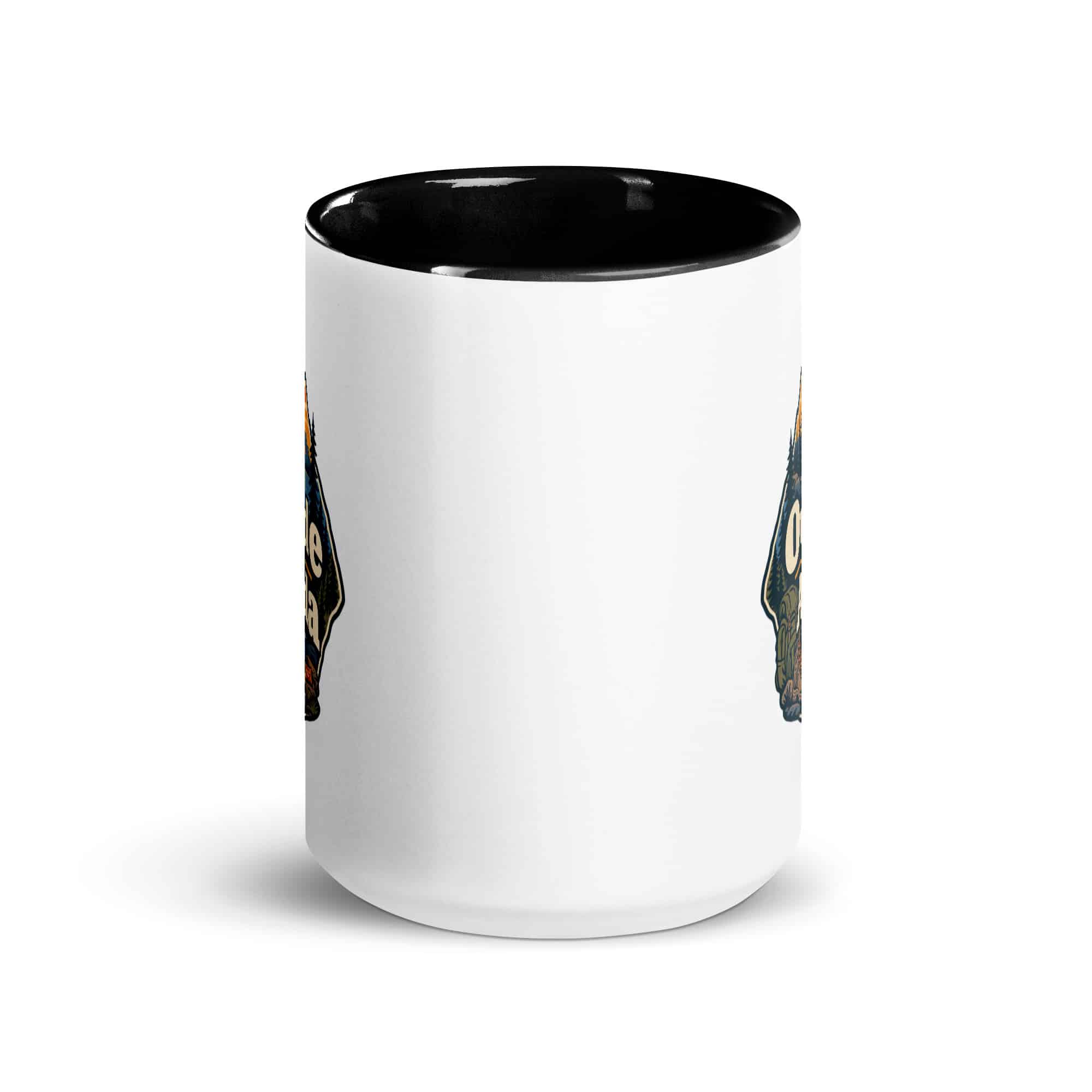 Nature and Adventure Color Inside Coffee Mug: Outside Is on the Agenda, Scenic Shield Badge