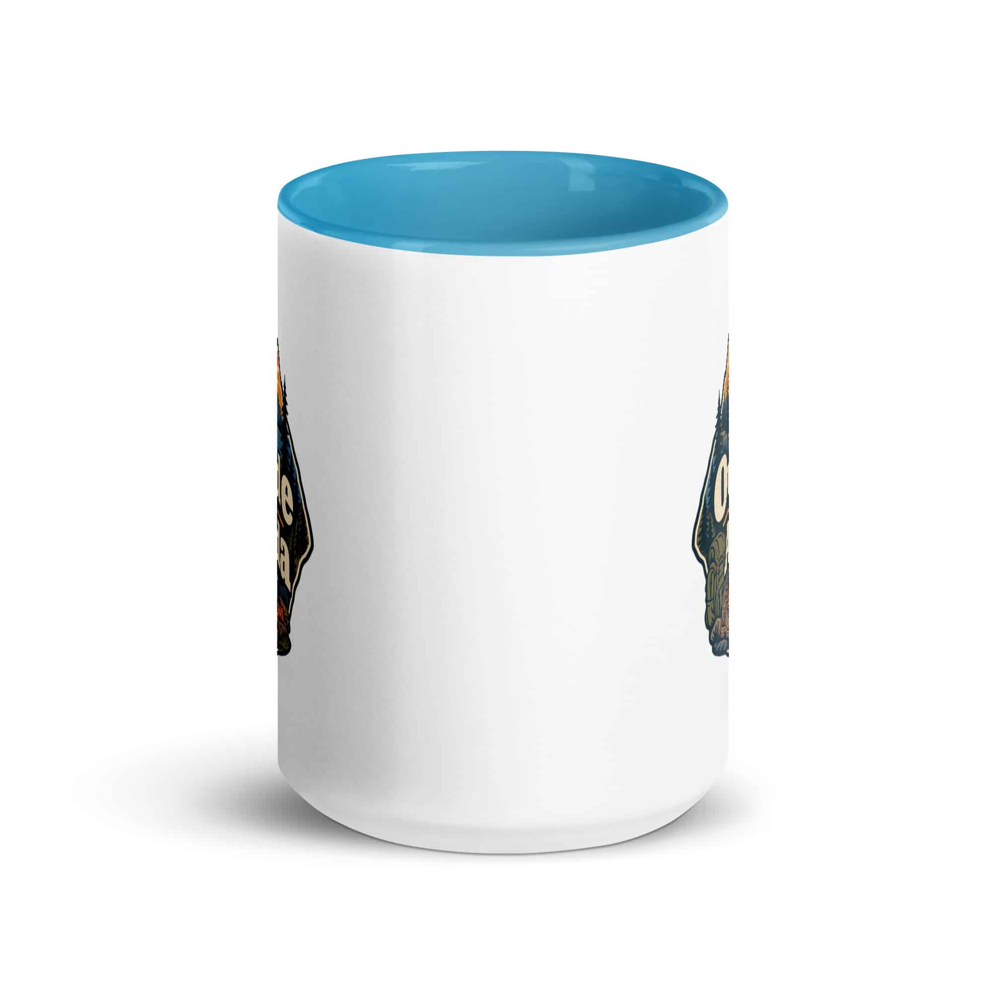 Nature and Adventure Color Inside Coffee Mug: Outside Is on the Agenda, Scenic Shield Badge