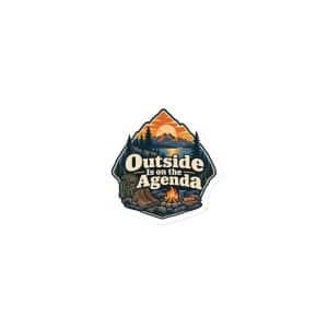 Nature and Adventure Die-Cut Magnet: Outside Is on the Agenda, Scenic Shield Badge - 3″×3″ - Main