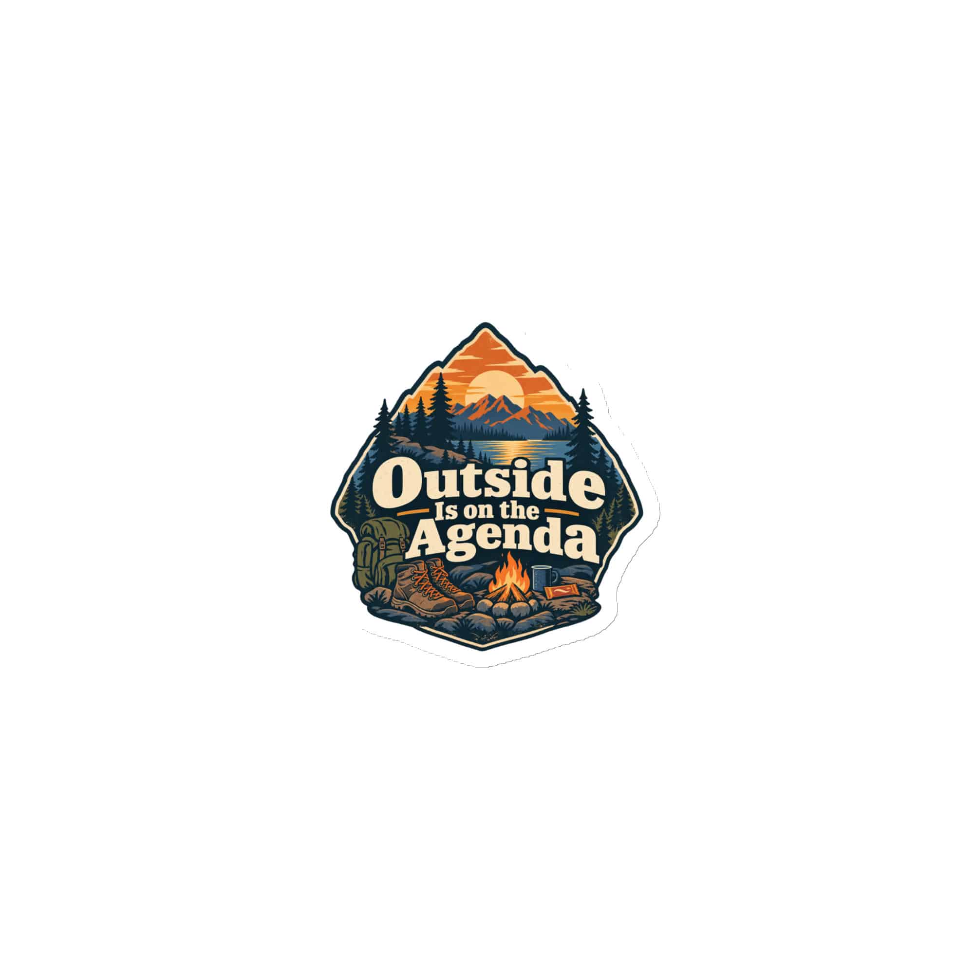 Nature and Adventure Die-Cut Magnet: Outside Is on the Agenda, Scenic Shield Badge
