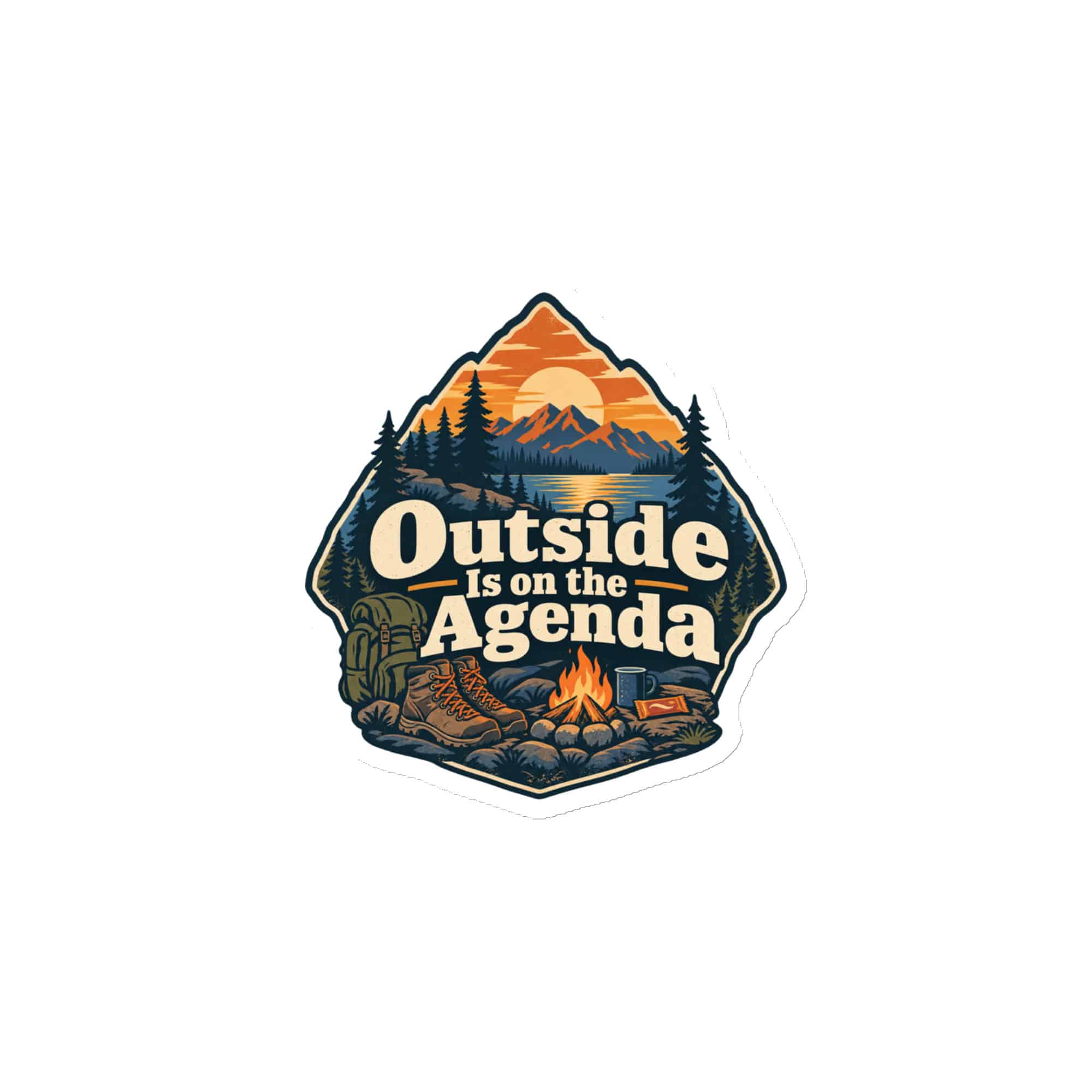 Nature and Adventure Die-Cut Magnet: Outside Is on the Agenda, Scenic Shield Badge