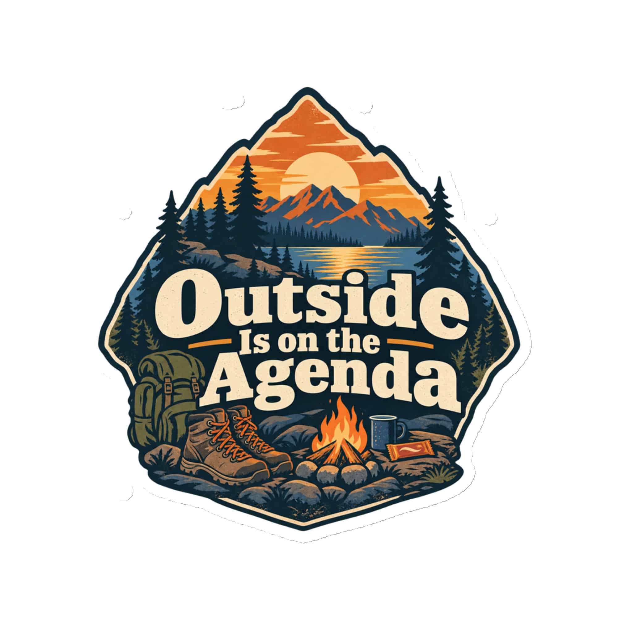Nature and Adventure Die-Cut Magnet: Outside Is on the Agenda, Scenic Shield Badge