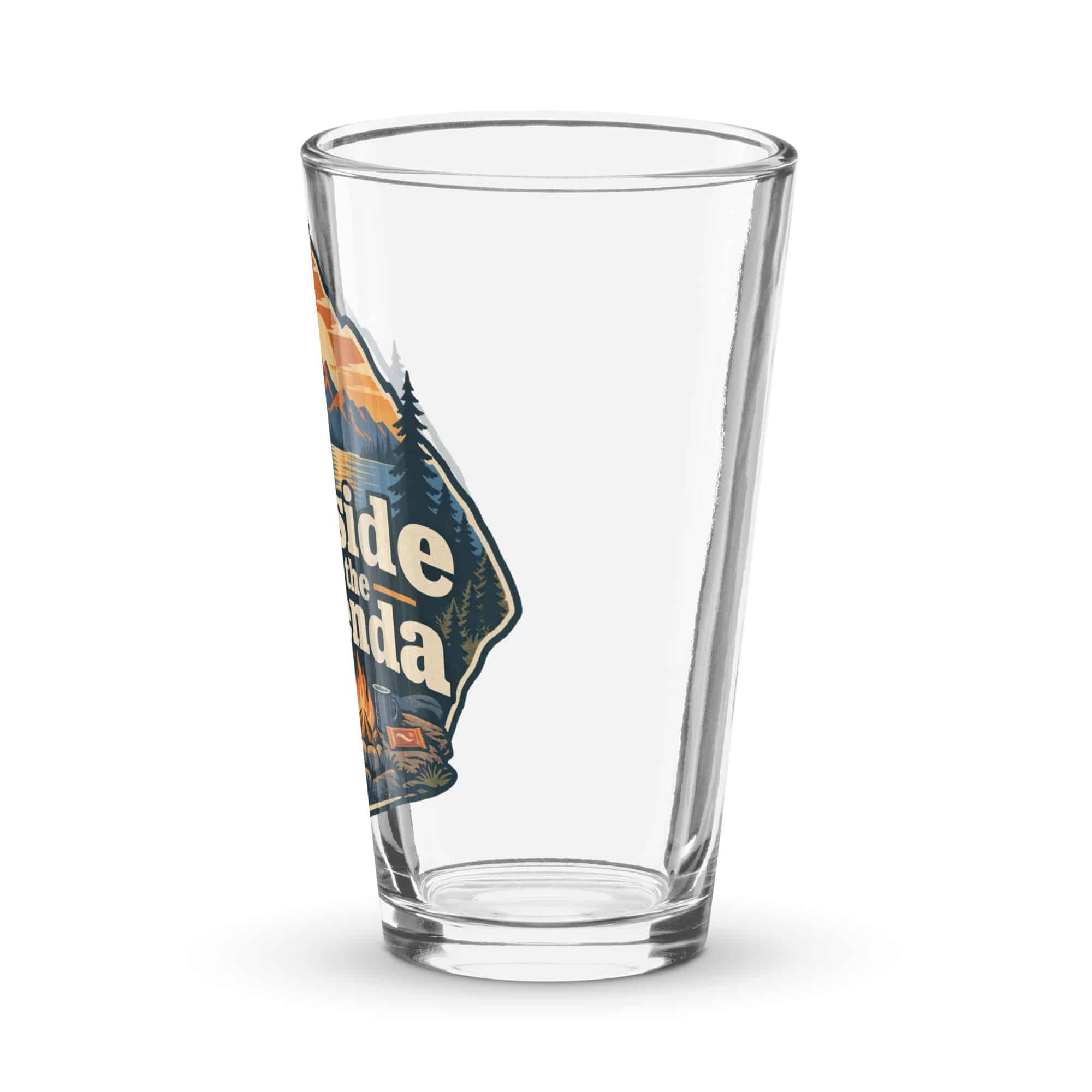 Nature and Adventure Pint Glass: Outside Is on the Agenda, Scenic Shield Badge