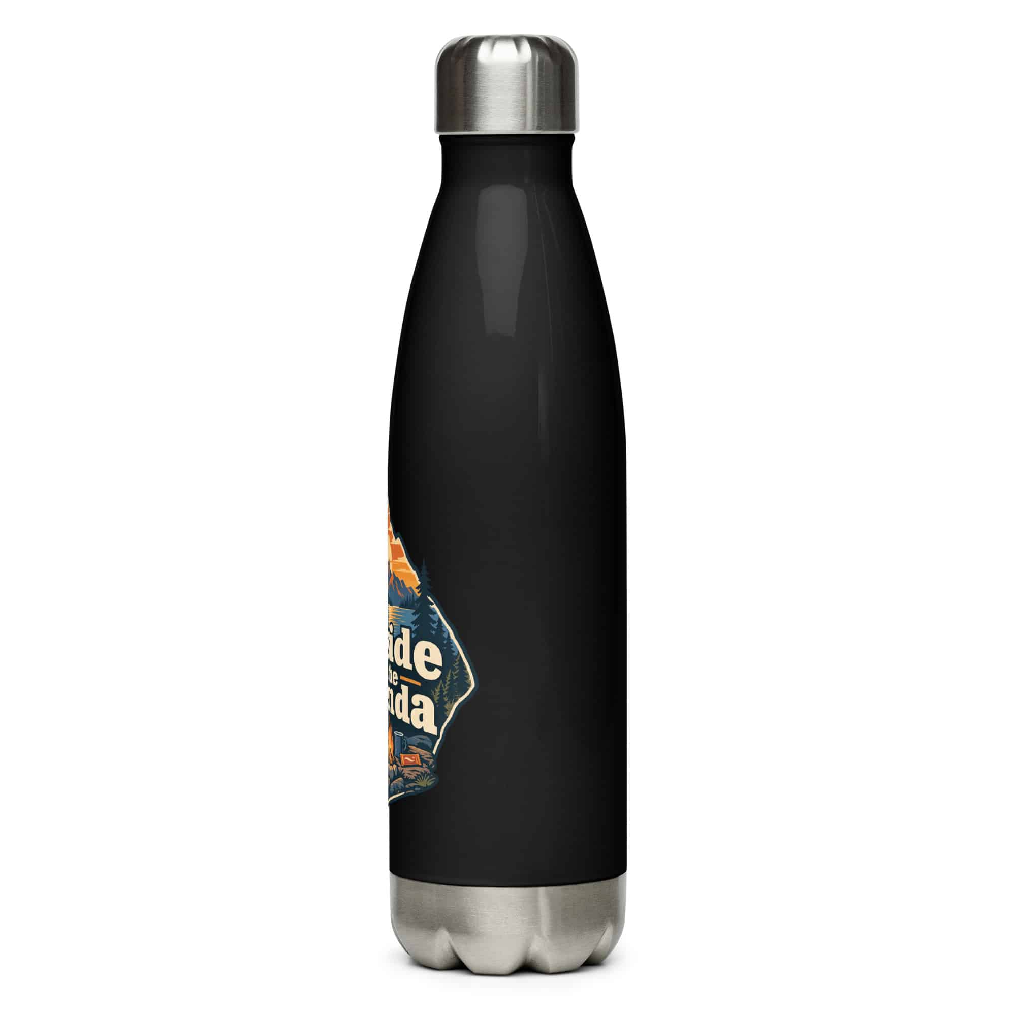 Nature and Adventure Stainless Steel Water Bottle: Outside Is on the Agenda, Scenic Shield Badge