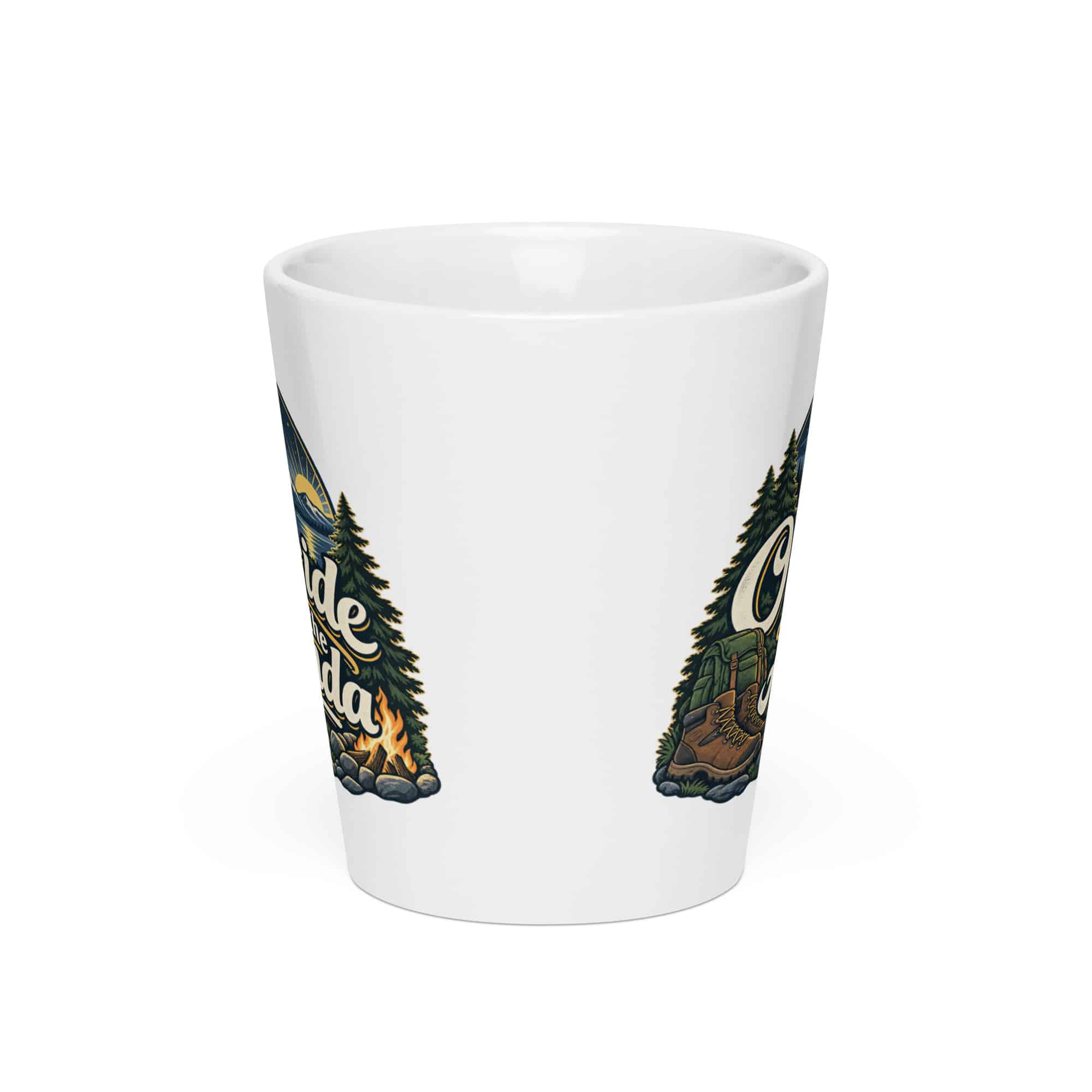Nature and Adventure Latte Mug: Outside Is on the Agenda, Woodland Scenic Lettering