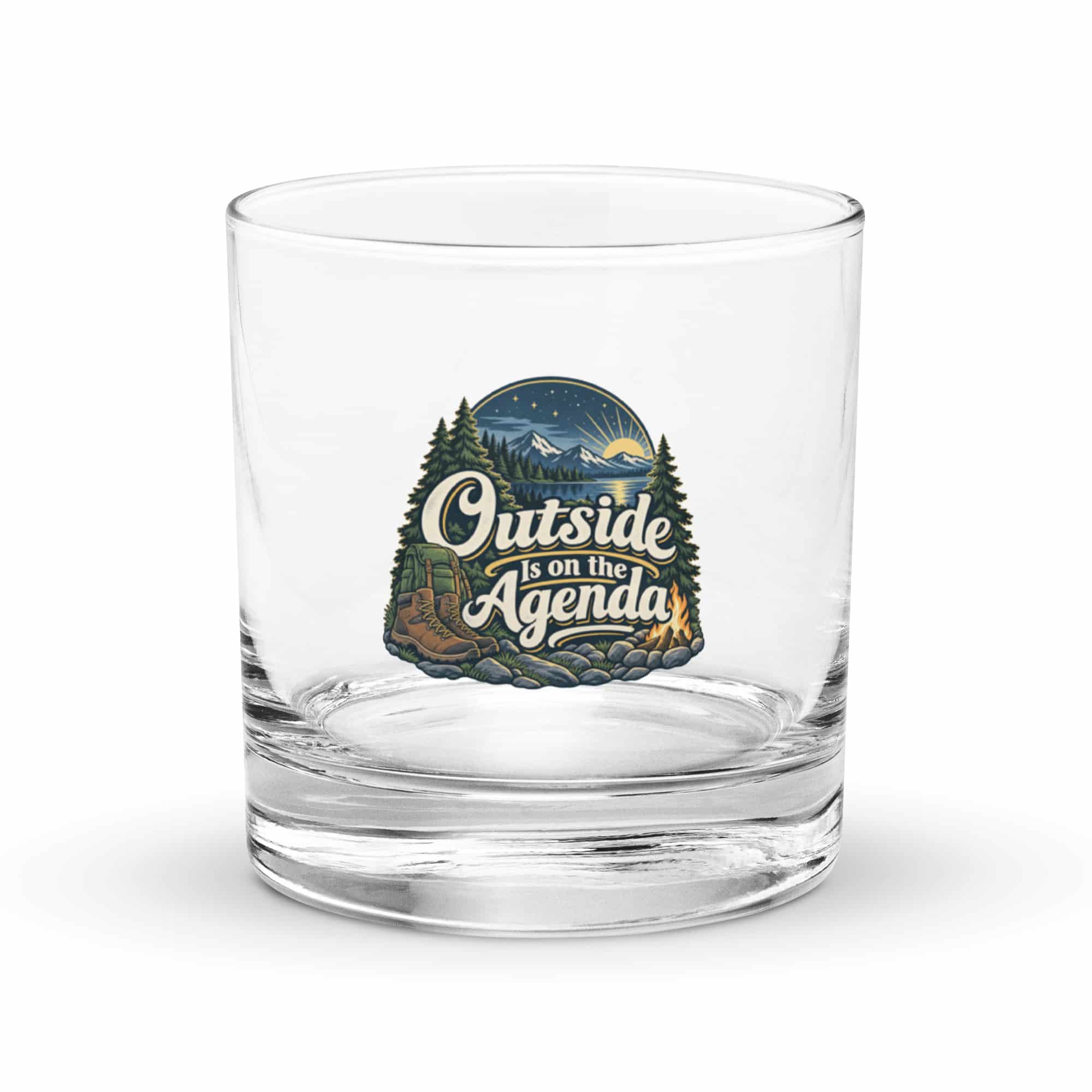 Nature and Adventure Rocks Glass: Outside Is on the Agenda, Woodland Scenic Lettering