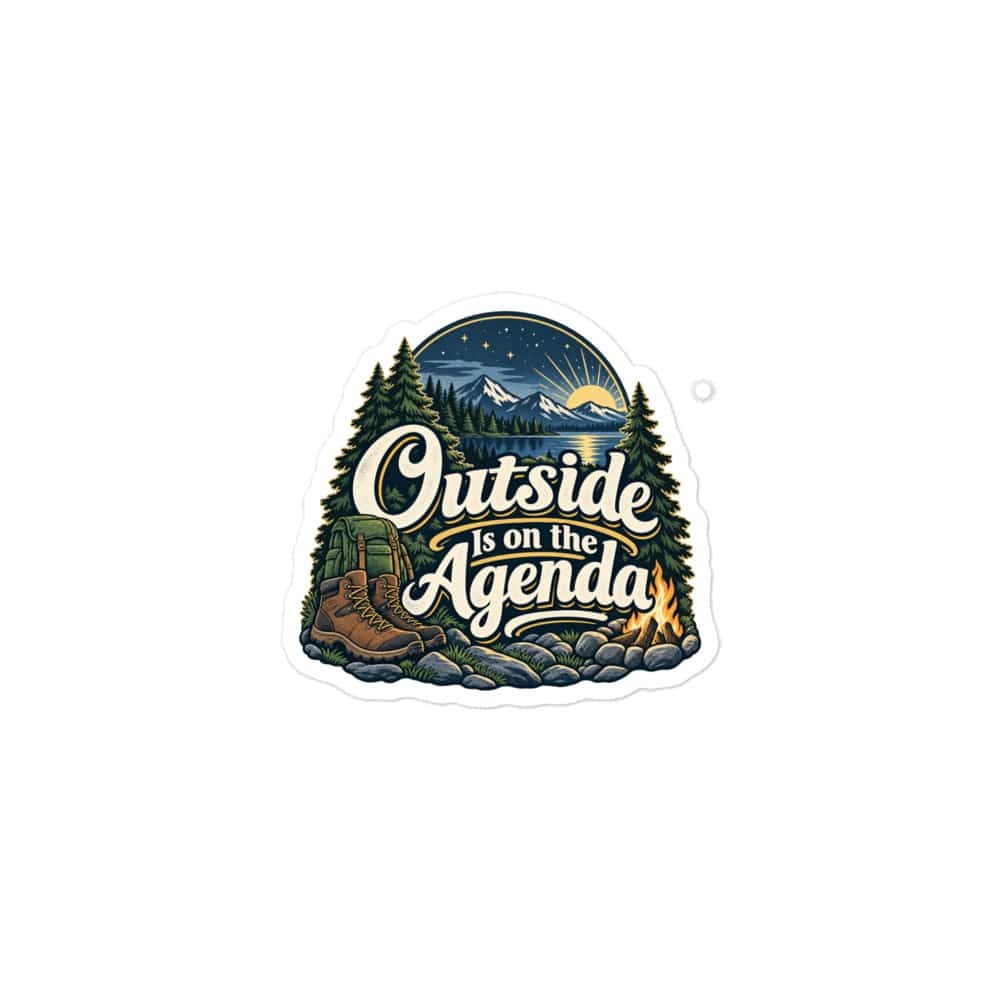 Nature and Adventure Vinyl Sticker: Outside Is on the Agenda, Woodland Scenic Lettering