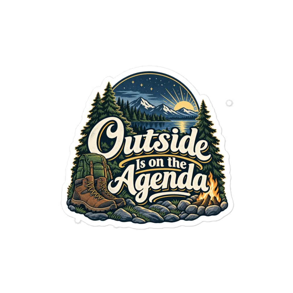 Nature and Adventure Vinyl Sticker: Outside Is on the Agenda, Woodland Scenic Lettering