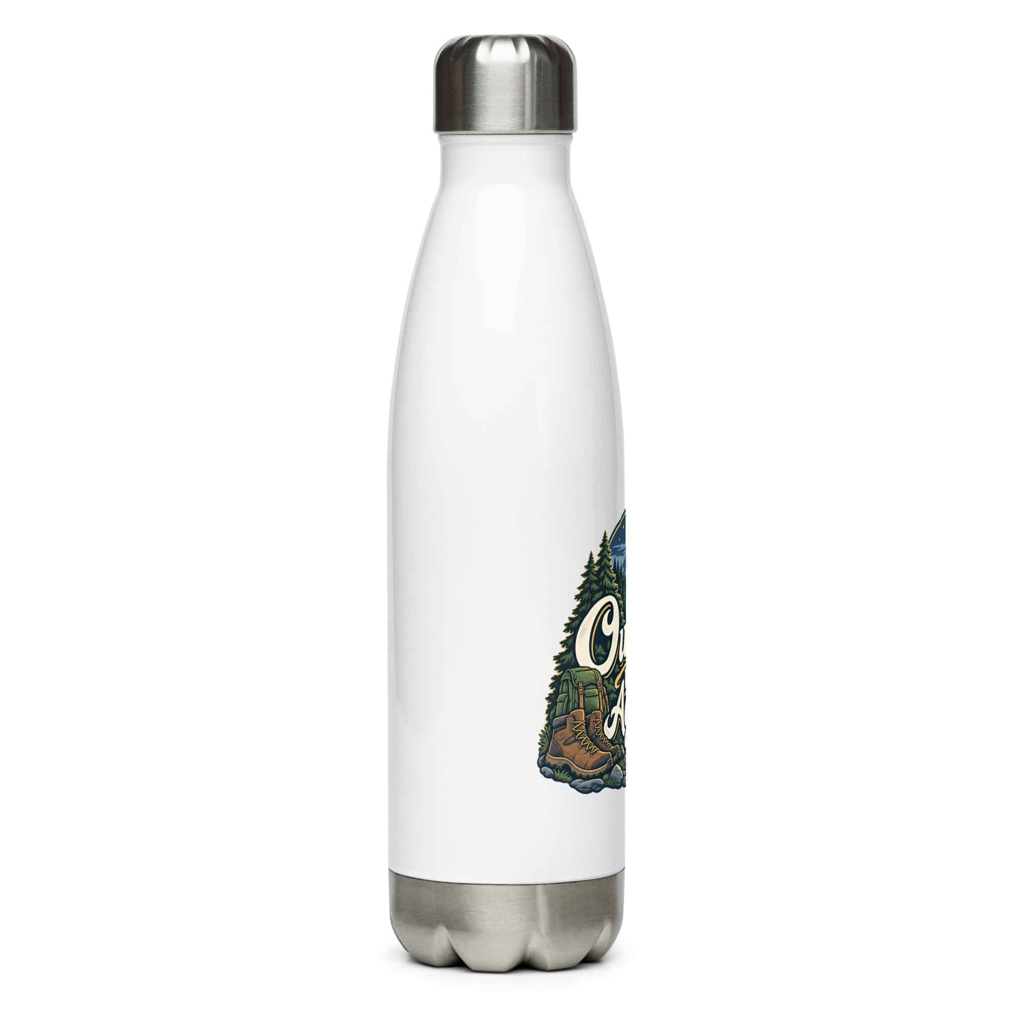Nature and Adventure Stainless Steel Water Bottle: Outside Is on the Agenda, Woodland Scenic Lettering