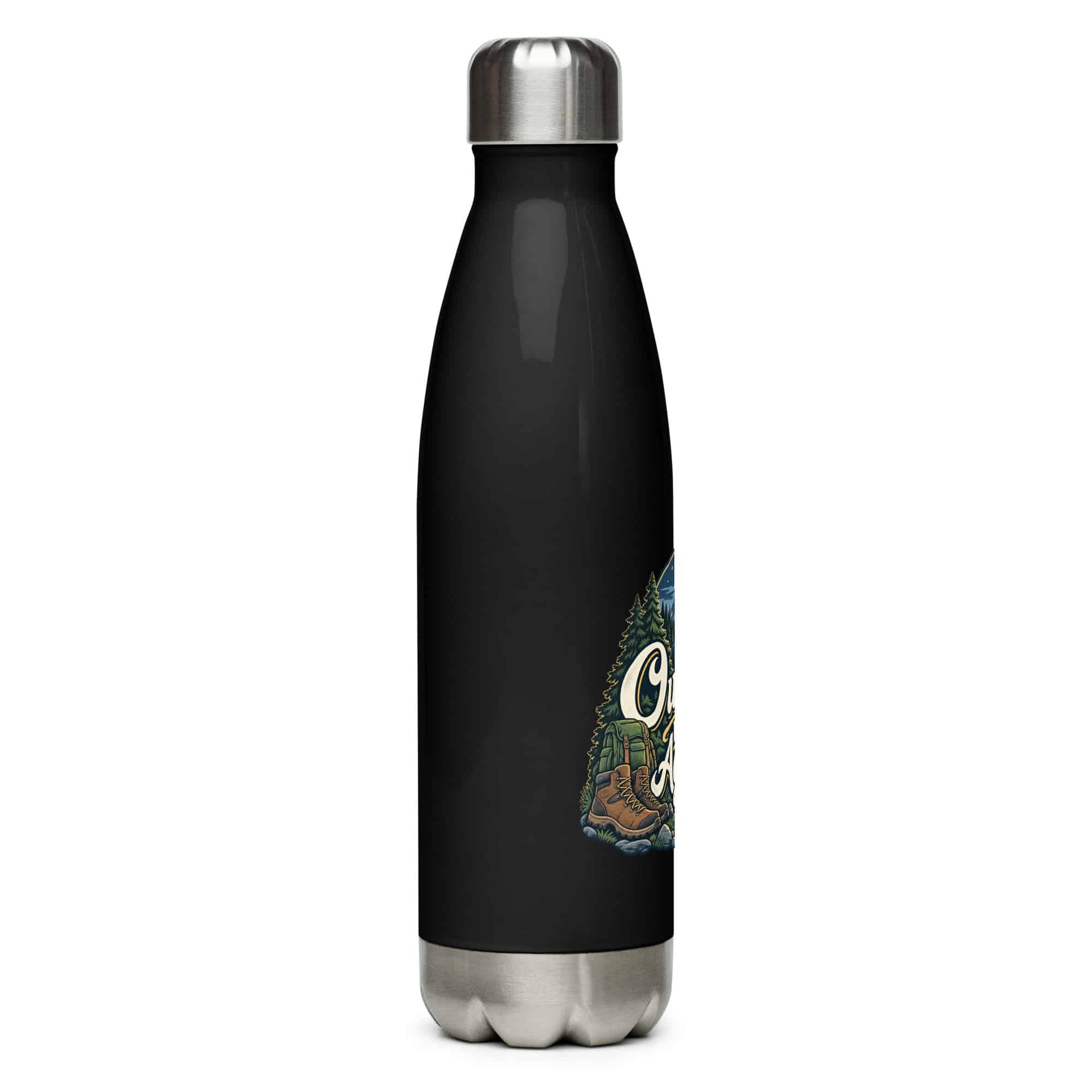 Nature and Adventure Stainless Steel Water Bottle: Outside Is on the Agenda, Woodland Scenic Lettering