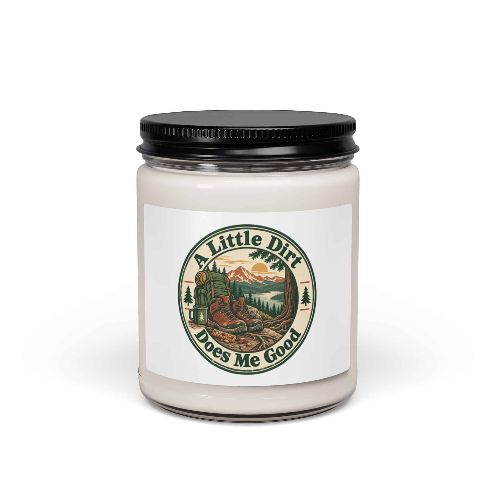 Nature and Adventure Soy Wax Candle: A Little Dirt Does Me Good, Vintage Round Badge