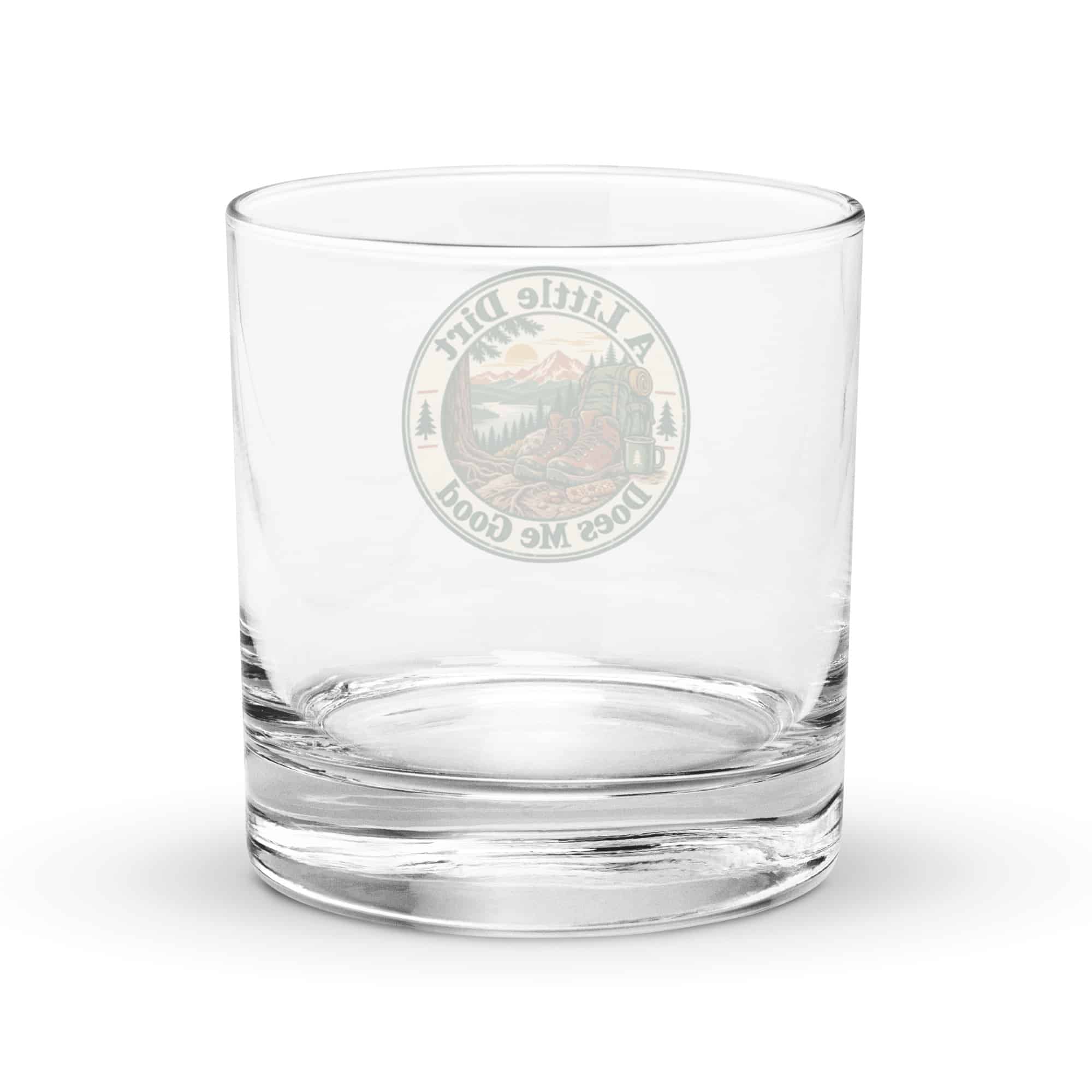 Nature and Adventure Rocks Glass: A Little Dirt Does Me Good, Vintage Round Badge