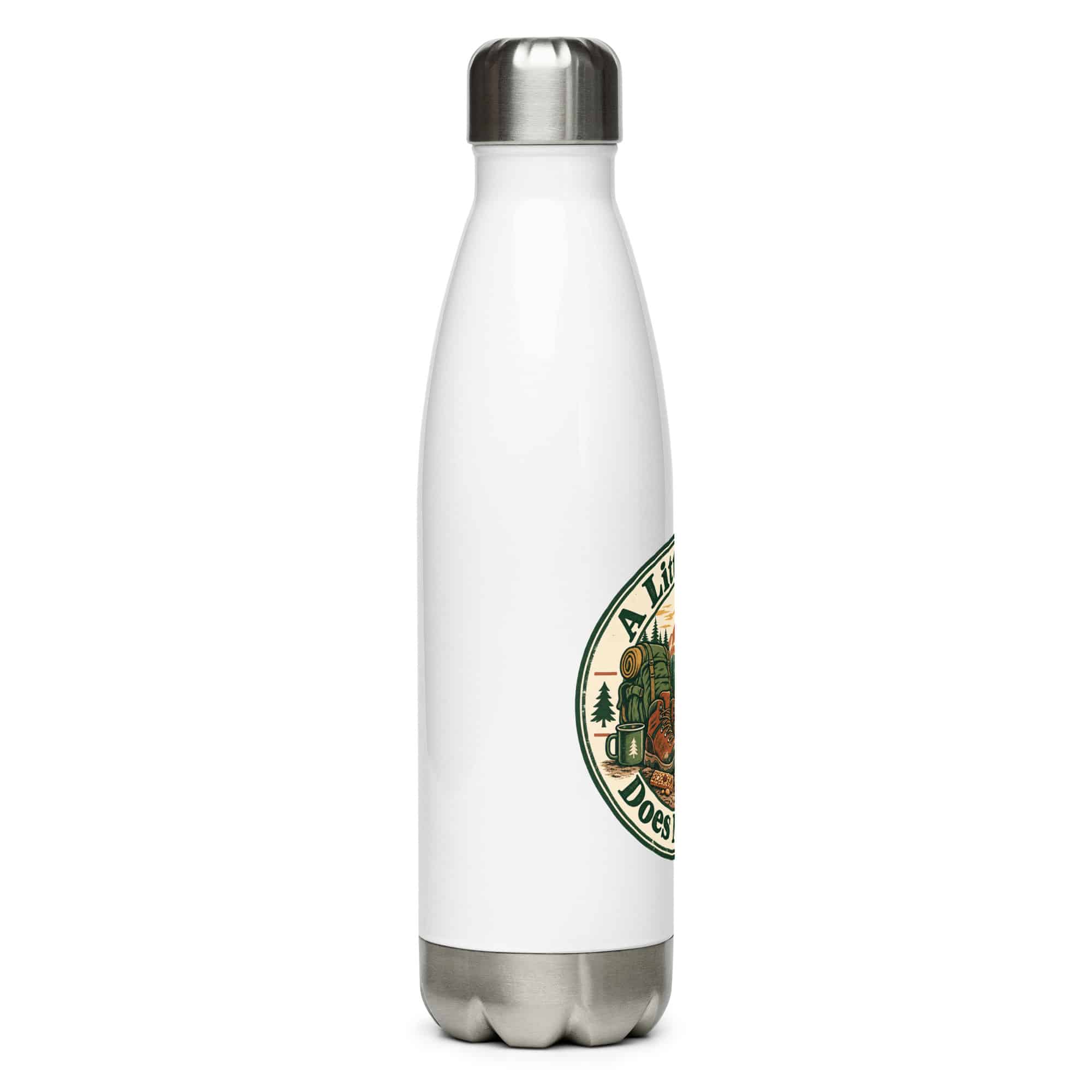 Nature and Adventure Stainless Steel Water Bottle: A Little Dirt Does Me Good, Vintage Round Badge
