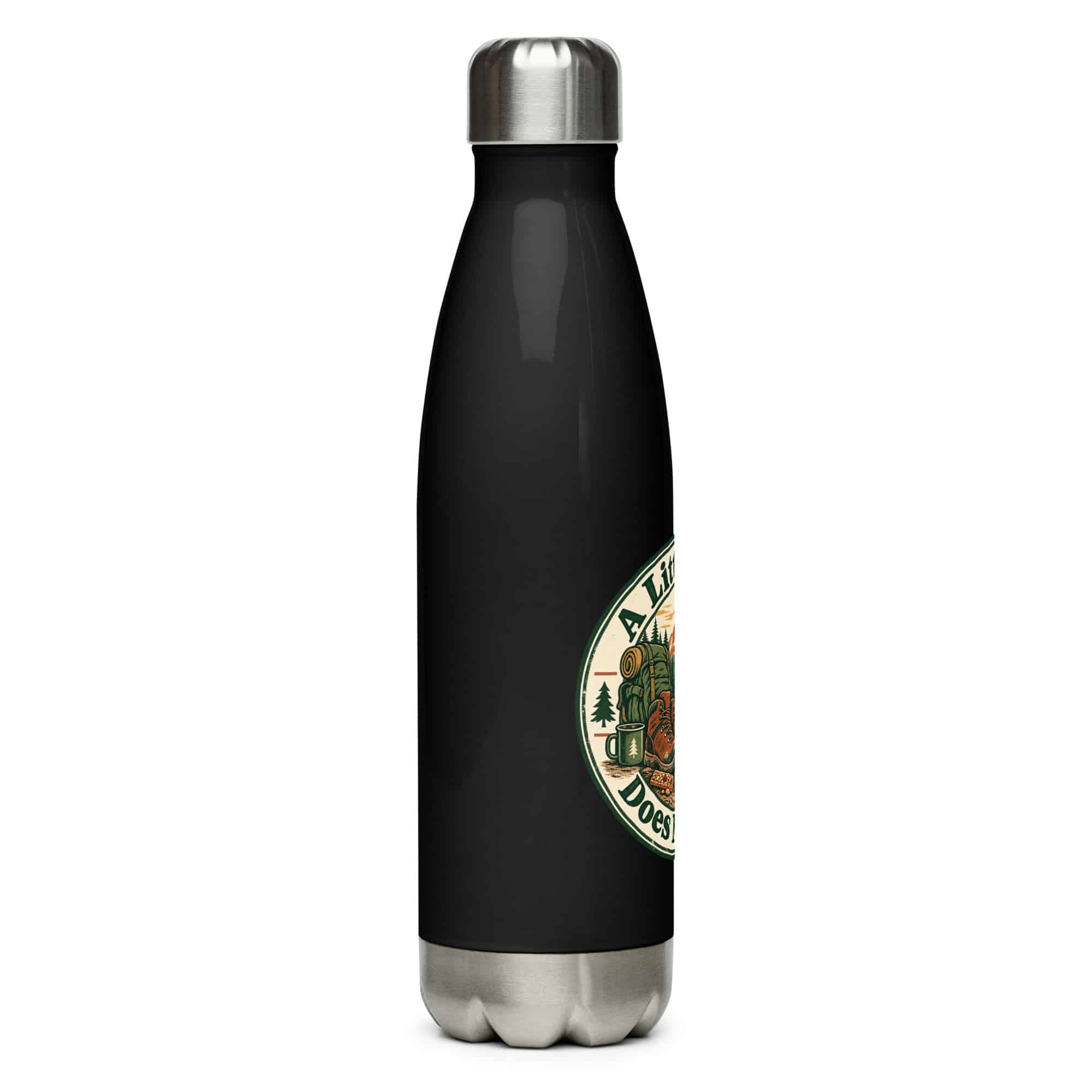 Nature and Adventure Stainless Steel Water Bottle: A Little Dirt Does Me Good, Vintage Round Badge