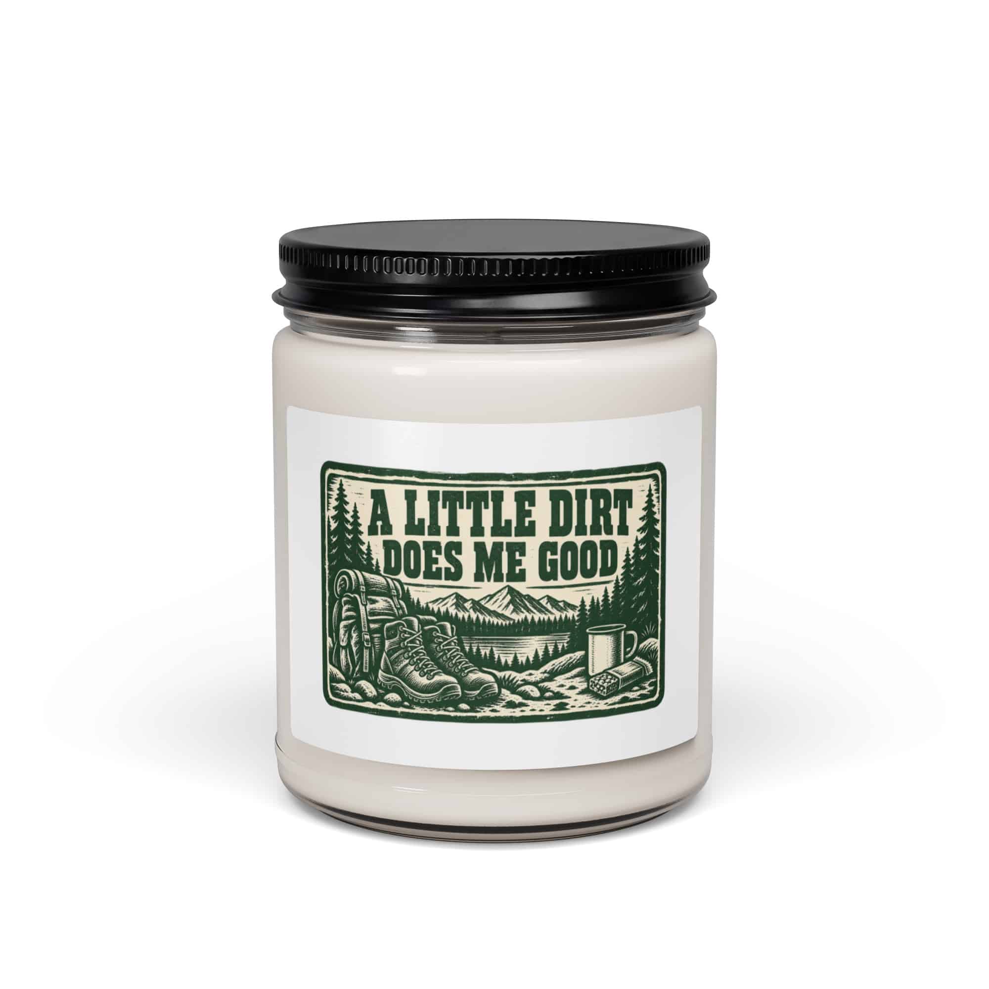 Nature and Adventure Soy Wax Candle: A Little Dirt Does Me Good, Forest Ink Stamp