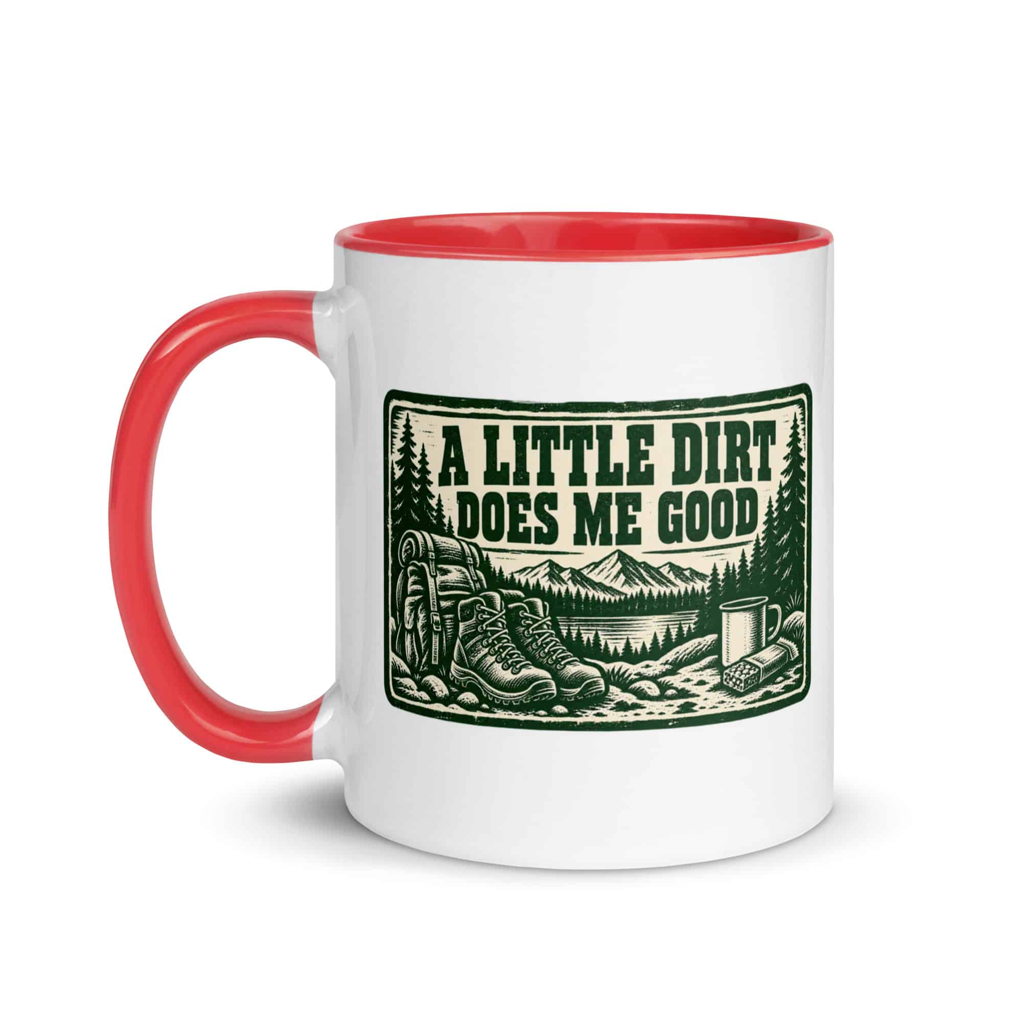 Nature and Adventure Color Inside Coffee Mug: A Little Dirt Does Me Good, Forest Ink Stamp