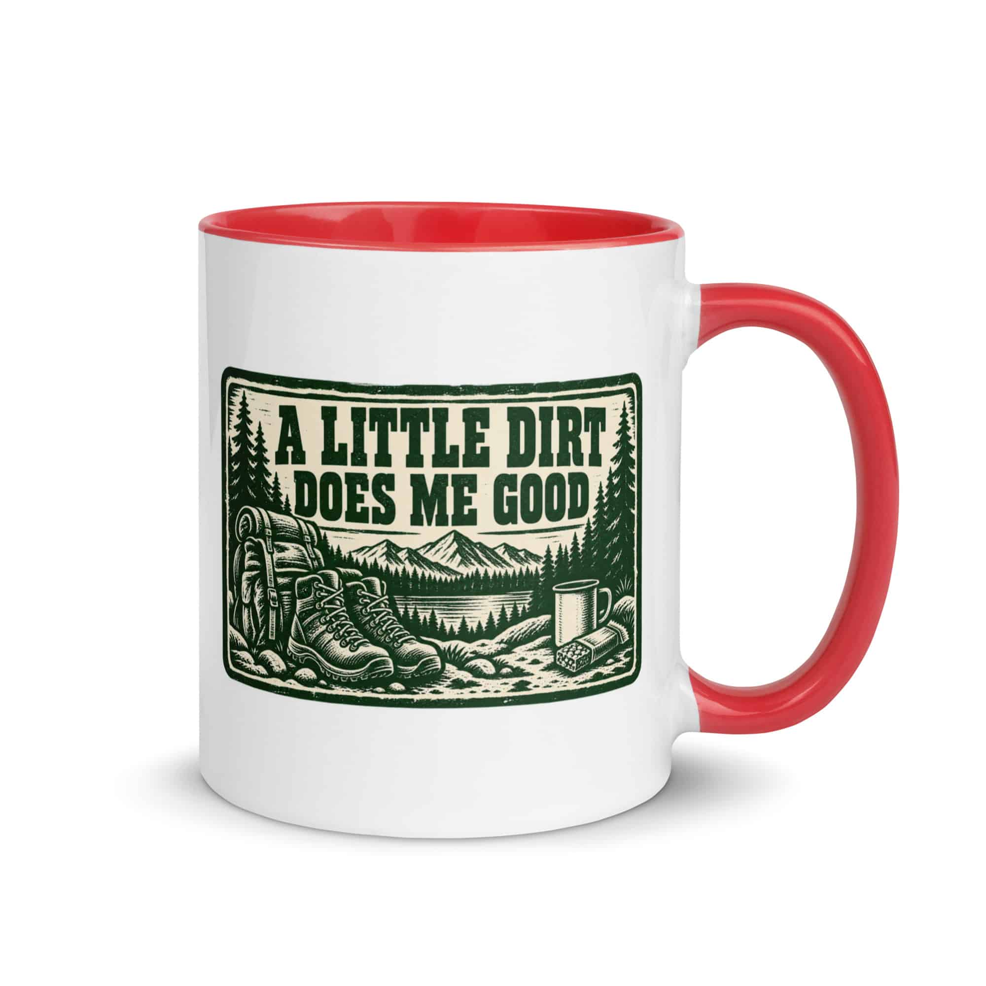 Nature and Adventure Color Inside Coffee Mug: A Little Dirt Does Me Good, Forest Ink Stamp