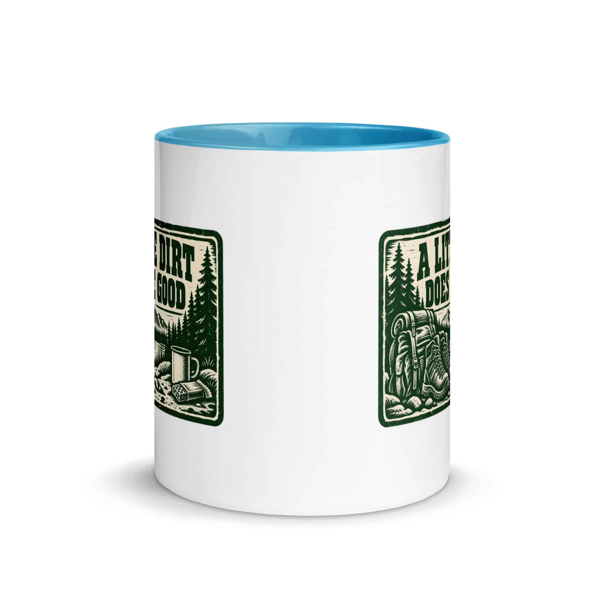 Nature and Adventure Color Inside Coffee Mug: A Little Dirt Does Me Good, Forest Ink Stamp