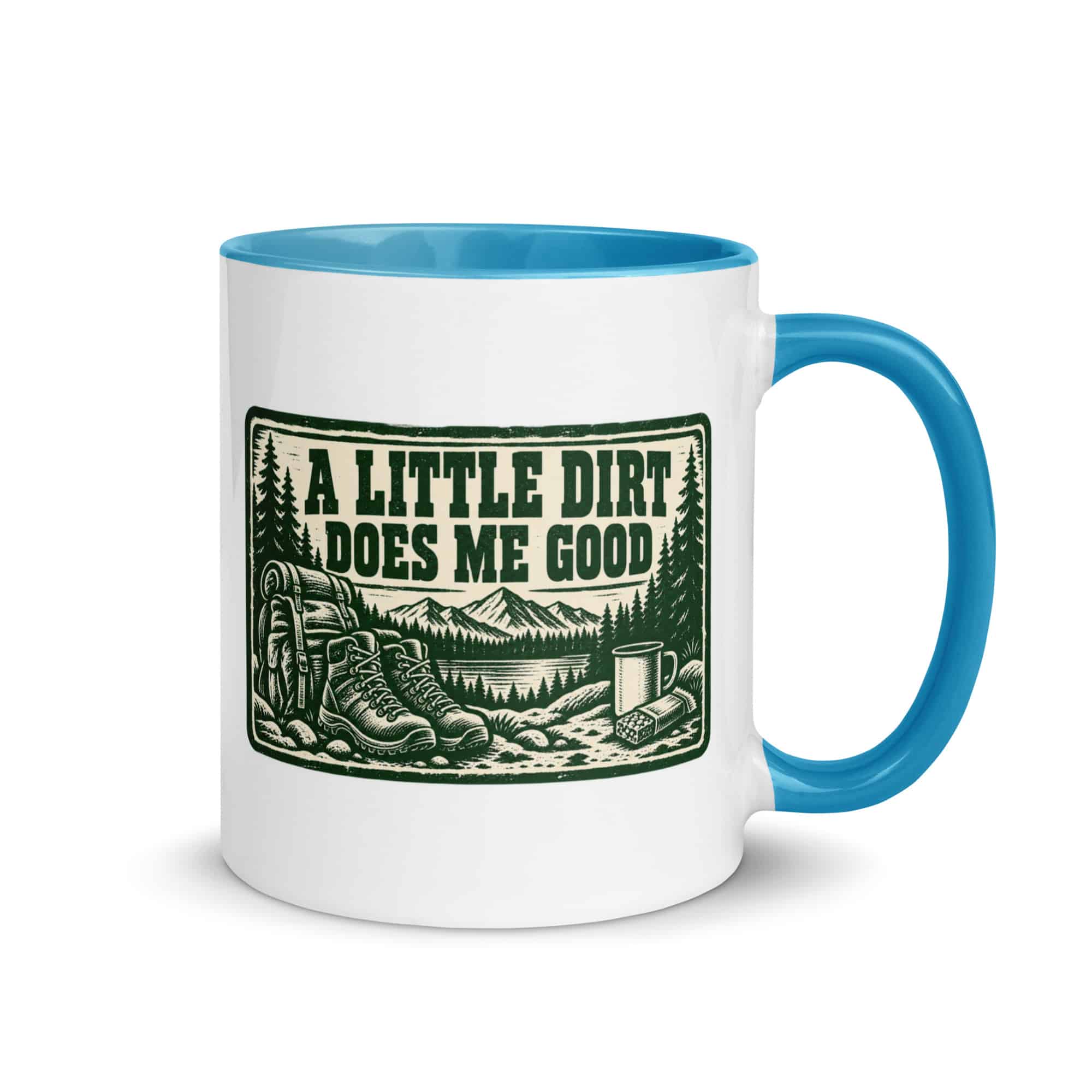 Nature and Adventure Color Inside Coffee Mug: A Little Dirt Does Me Good, Forest Ink Stamp
