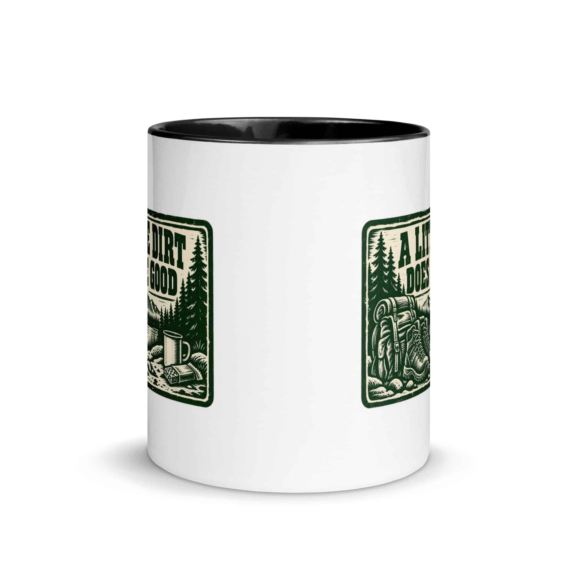 Nature and Adventure Color Inside Coffee Mug: A Little Dirt Does Me Good, Forest Ink Stamp