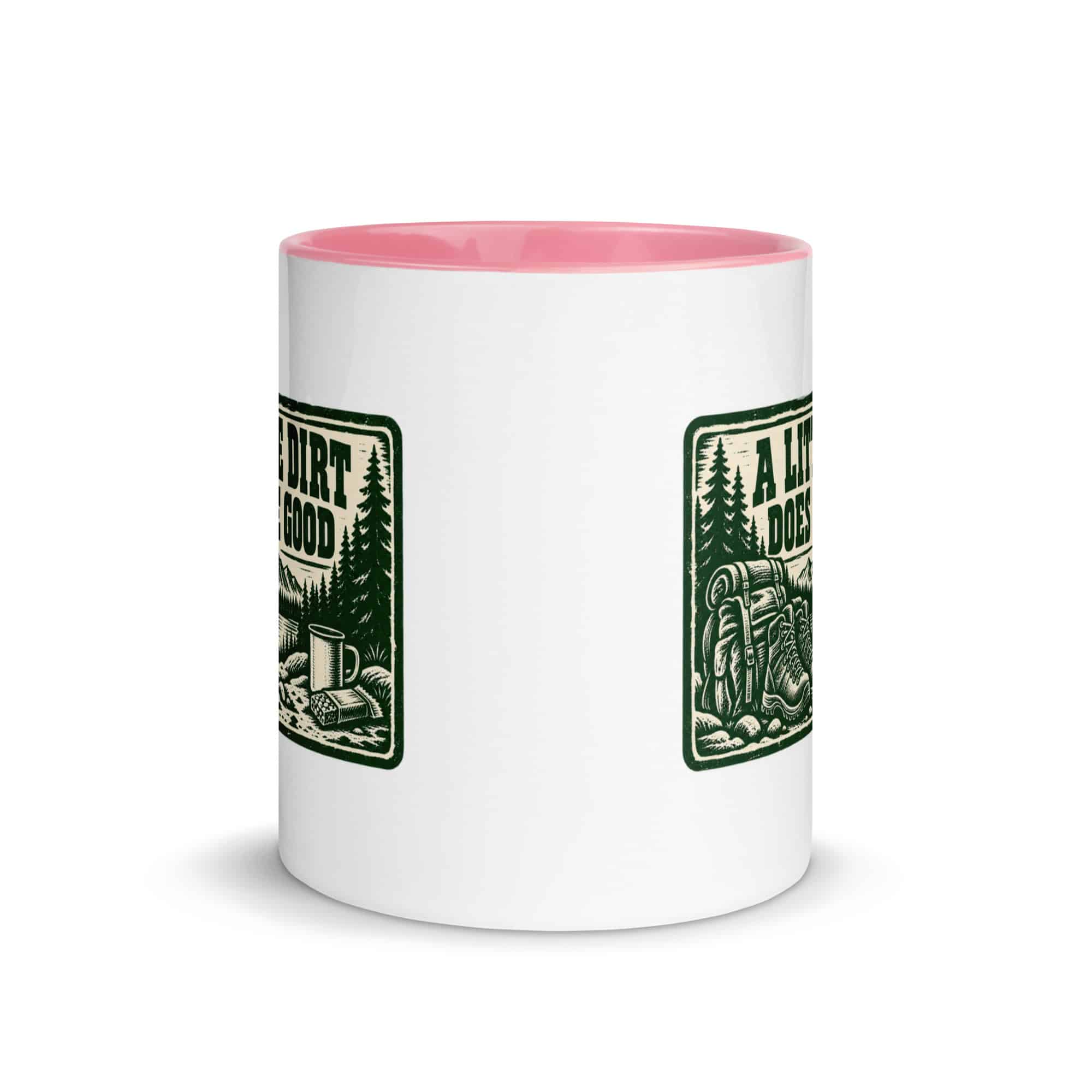 Nature and Adventure Color Inside Coffee Mug: A Little Dirt Does Me Good, Forest Ink Stamp