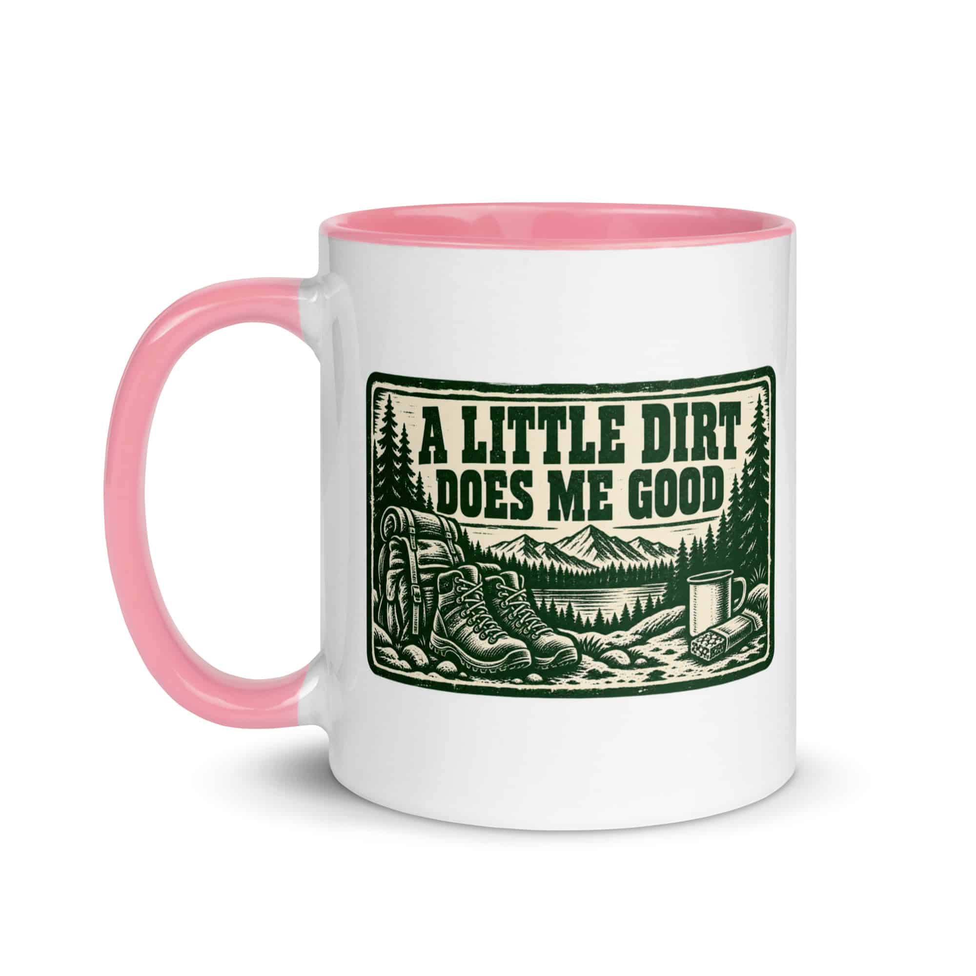 Nature and Adventure Color Inside Coffee Mug: A Little Dirt Does Me Good, Forest Ink Stamp
