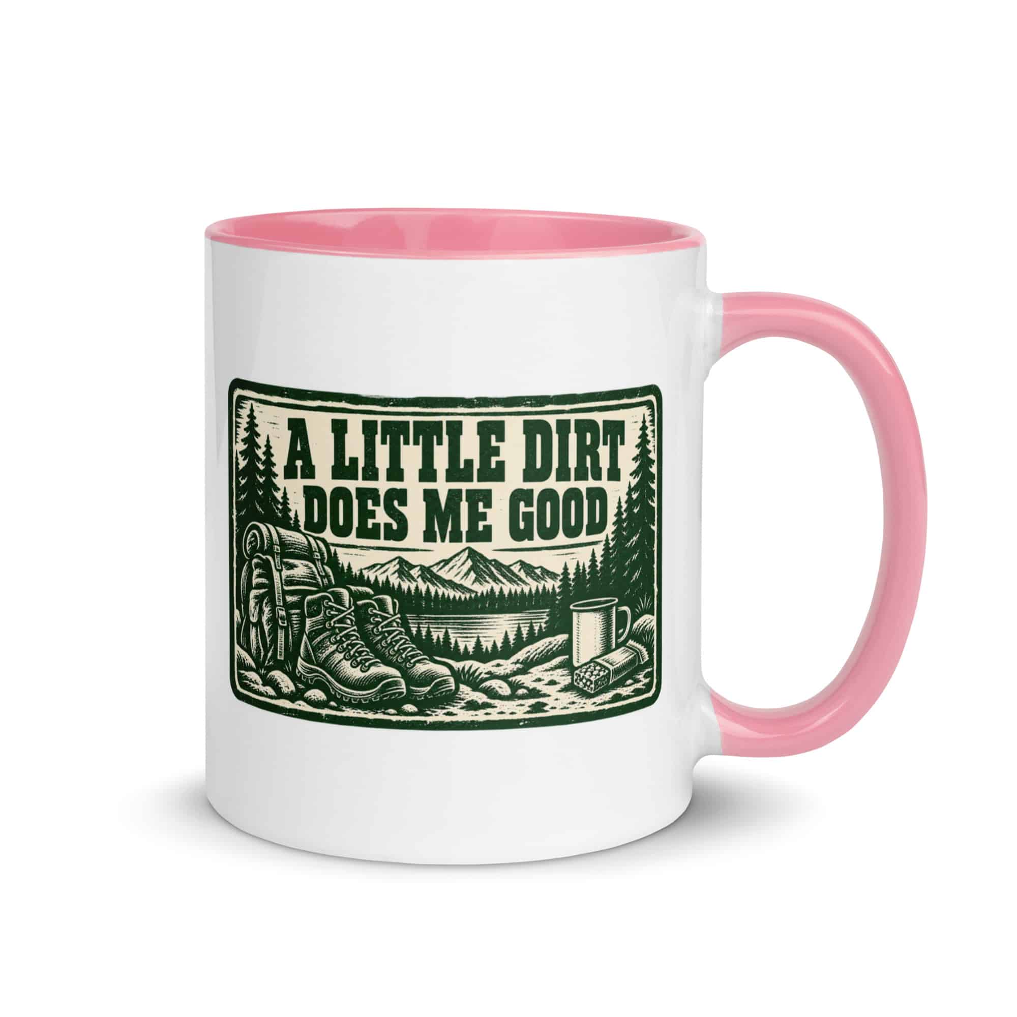 Nature and Adventure Color Inside Coffee Mug: A Little Dirt Does Me Good, Forest Ink Stamp