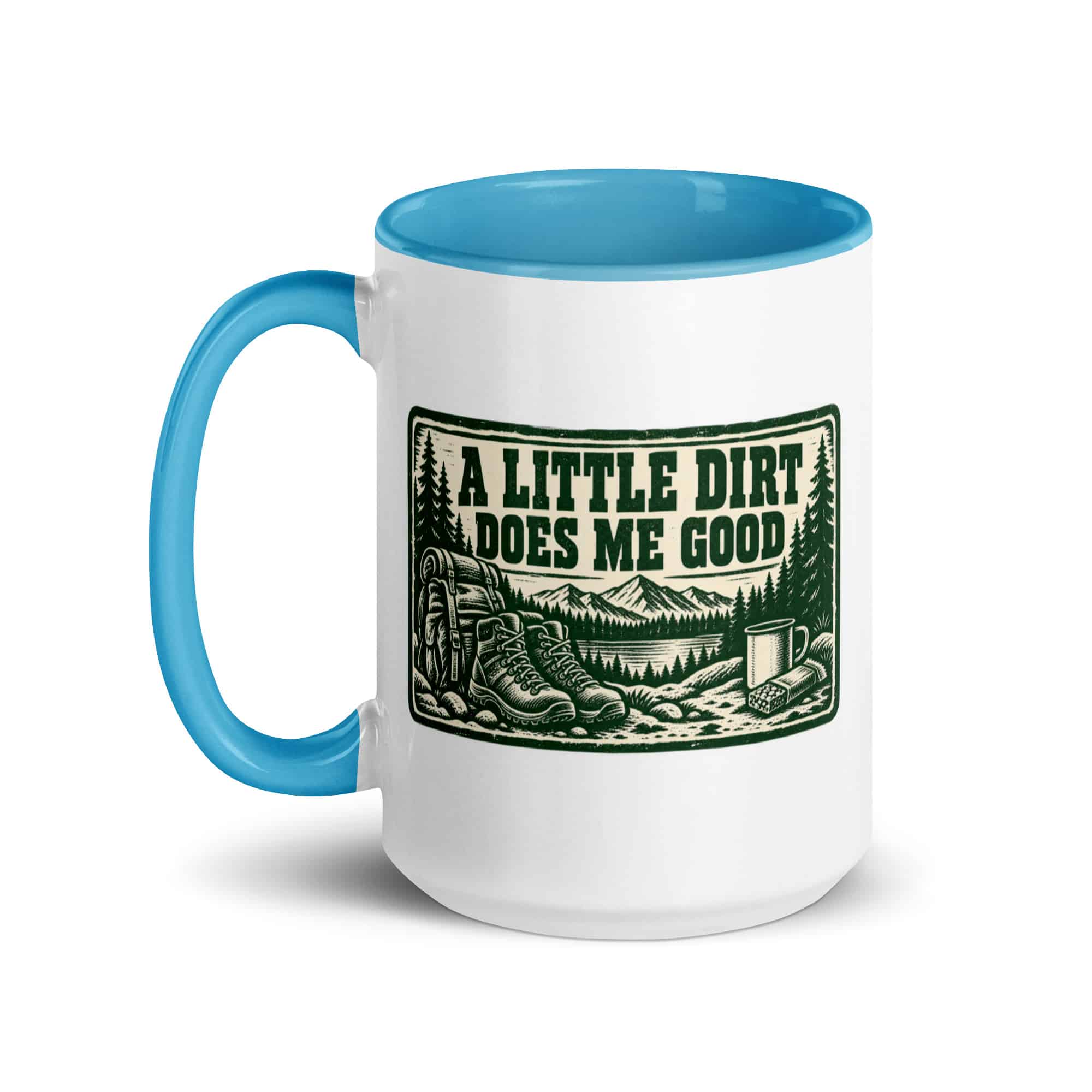 Nature and Adventure Color Inside Coffee Mug: A Little Dirt Does Me Good, Forest Ink Stamp