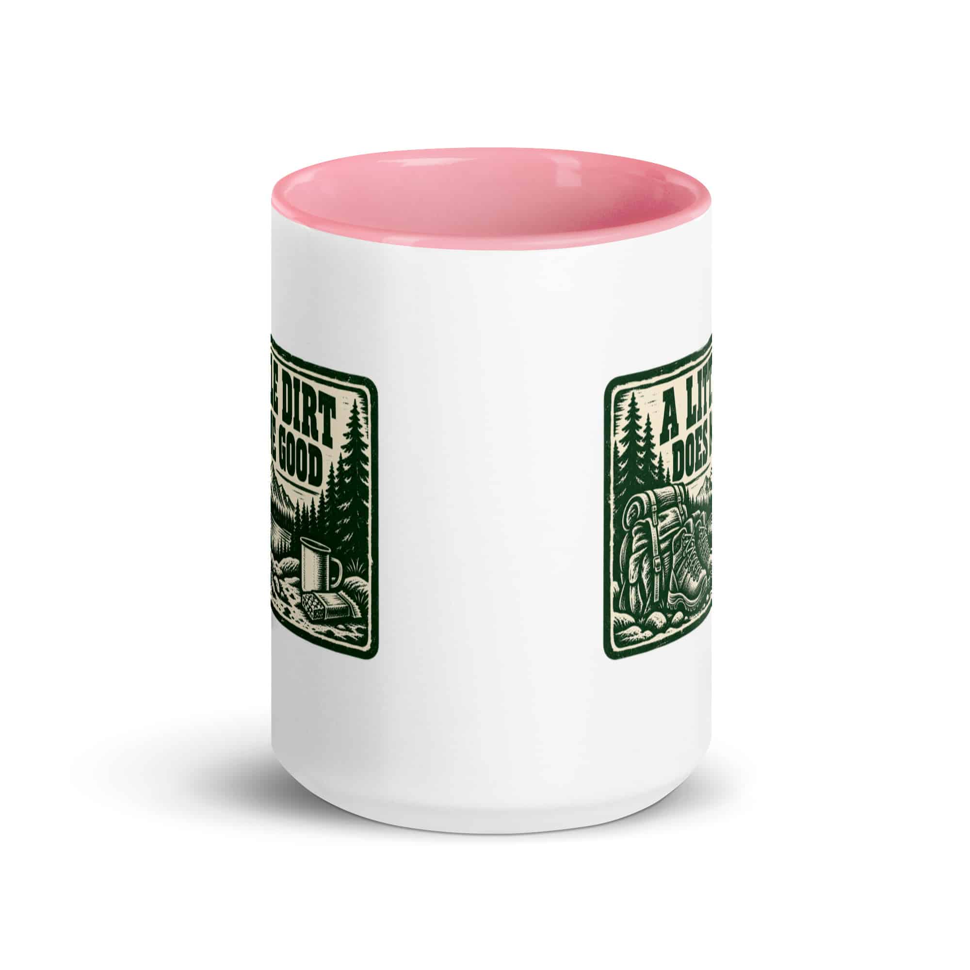 Nature and Adventure Color Inside Coffee Mug: A Little Dirt Does Me Good, Forest Ink Stamp