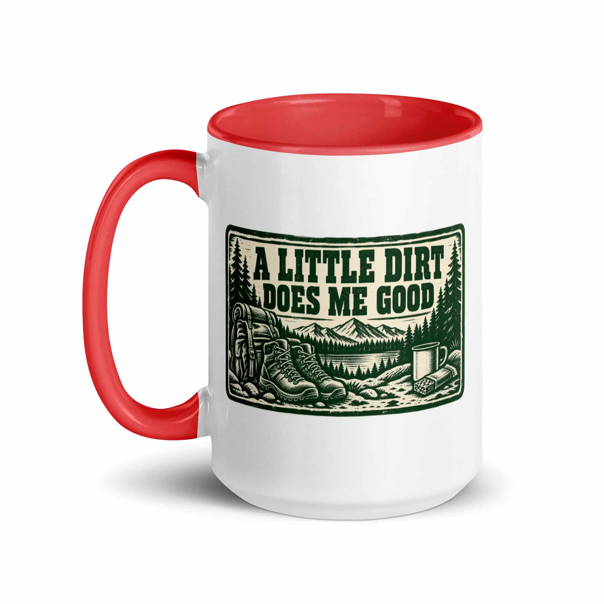 Nature and Adventure Color Inside Coffee Mug: A Little Dirt Does Me Good, Forest Ink Stamp