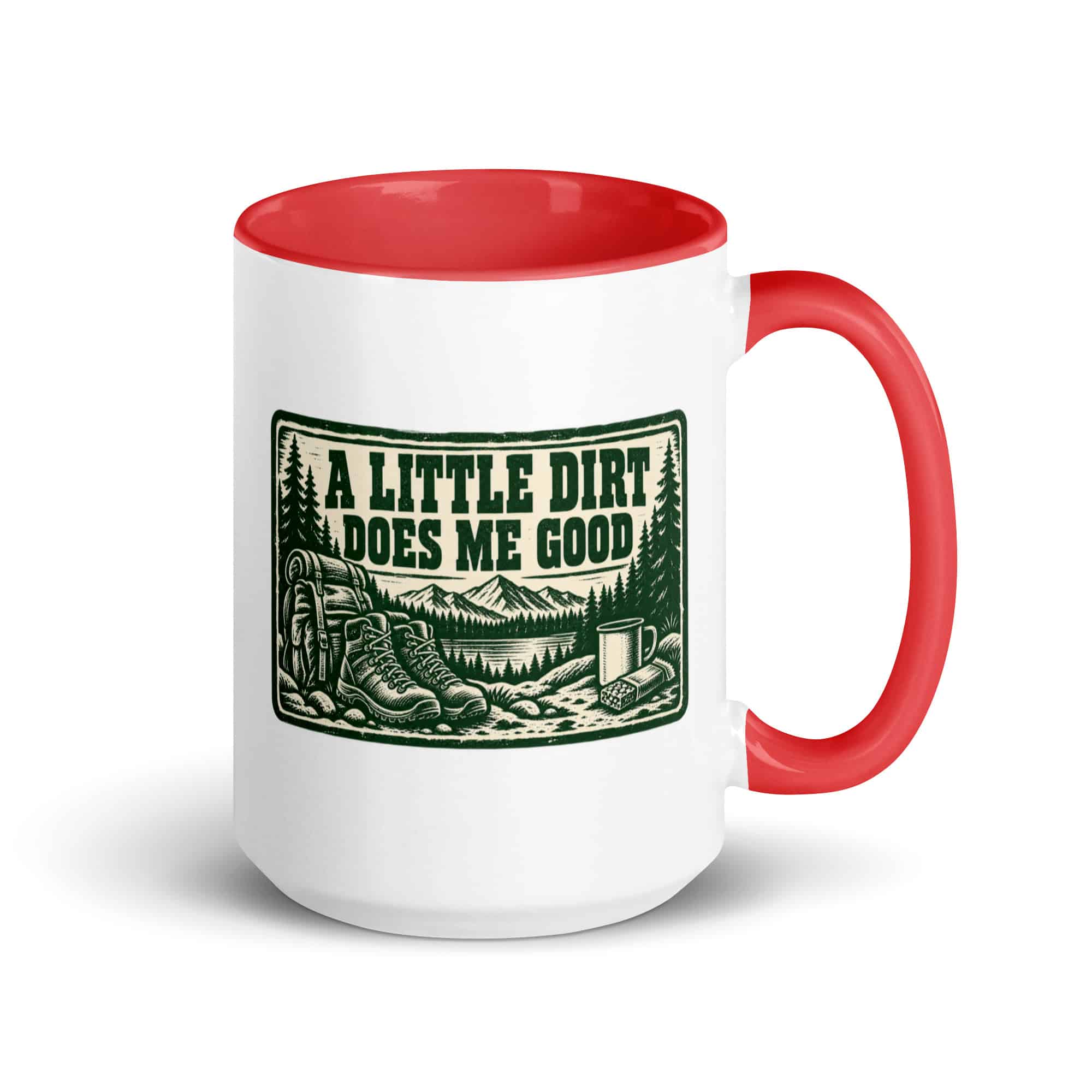 Nature and Adventure Color Inside Coffee Mug: A Little Dirt Does Me Good, Forest Ink Stamp