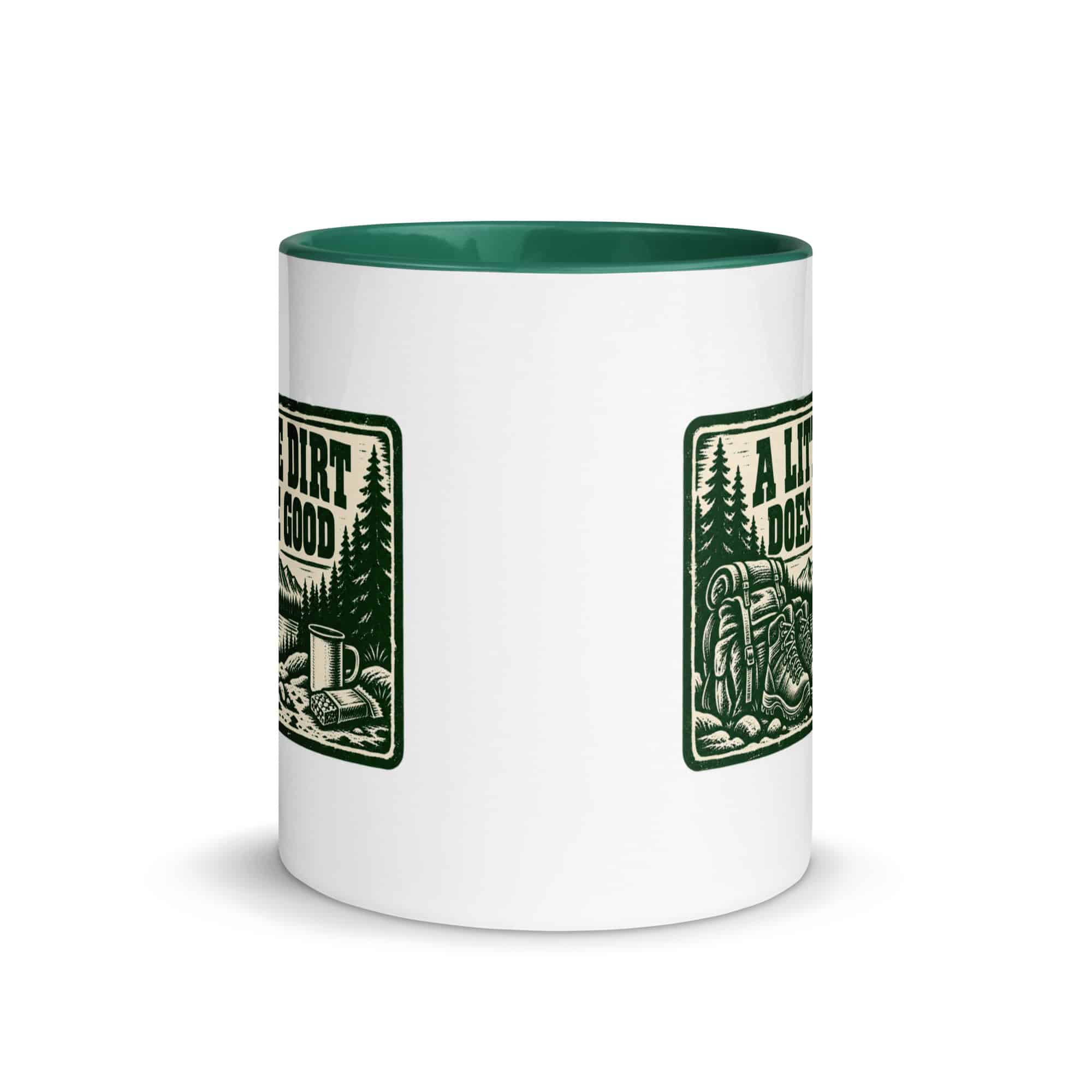 Nature and Adventure Color Inside Coffee Mug: A Little Dirt Does Me Good, Forest Ink Stamp
