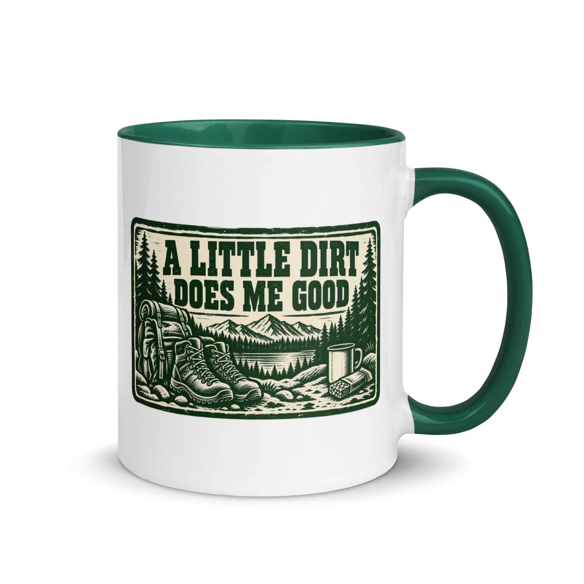 Nature and Adventure Color Inside Coffee Mug: A Little Dirt Does Me Good, Forest Ink Stamp