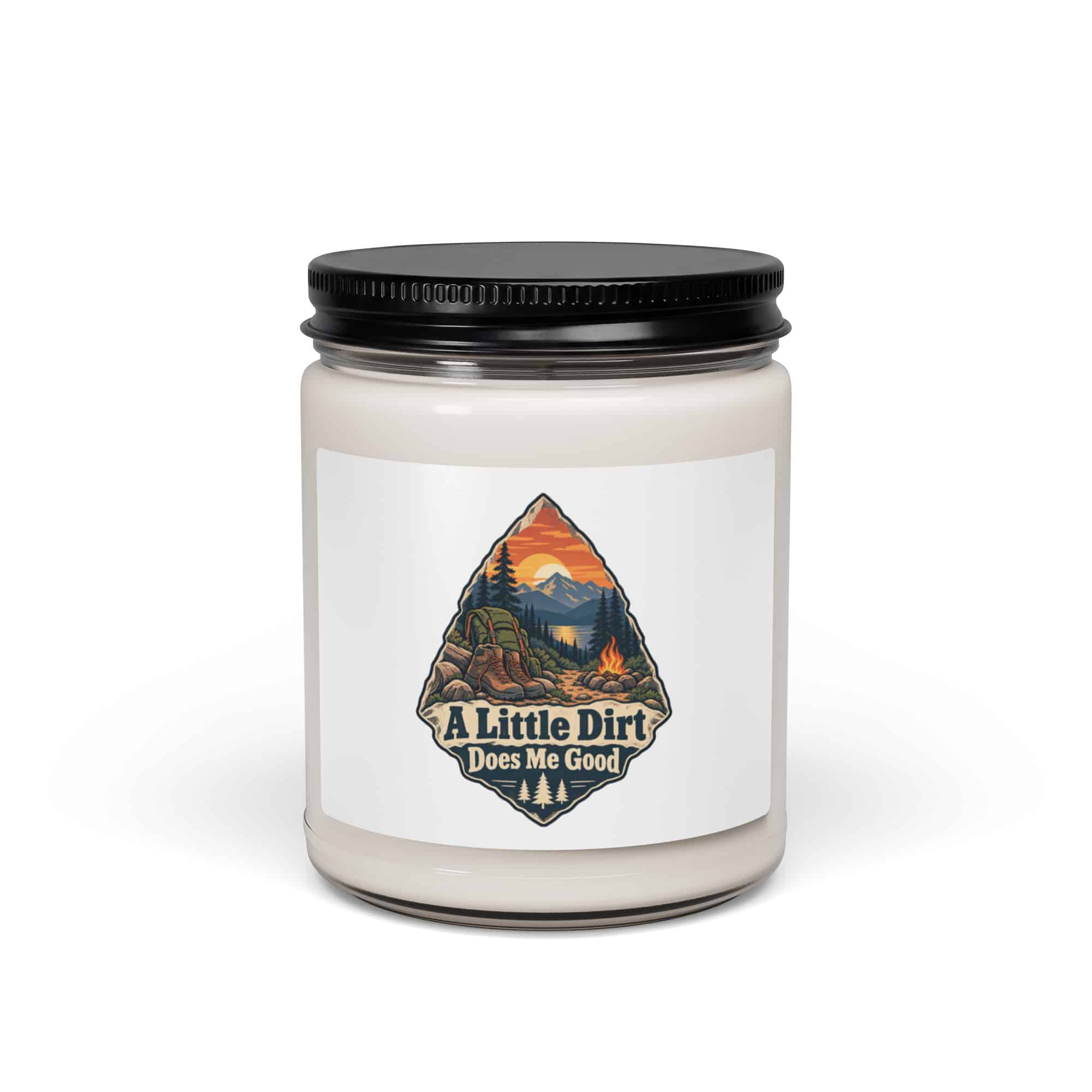 Nature and Adventure Soy Wax Candle: A Little Dirt Does Me Good, Scenic Shield Badge