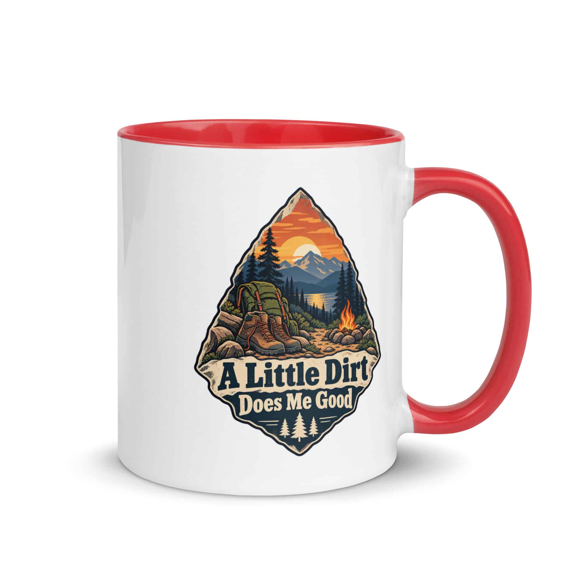 Nature and Adventure Color Inside Coffee Mug: A Little Dirt Does Me Good, Scenic Shield Badge