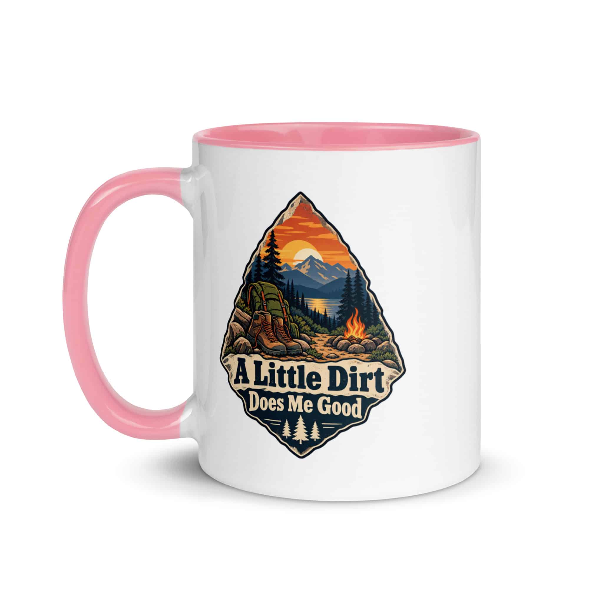 Nature and Adventure Color Inside Coffee Mug: A Little Dirt Does Me Good, Scenic Shield Badge