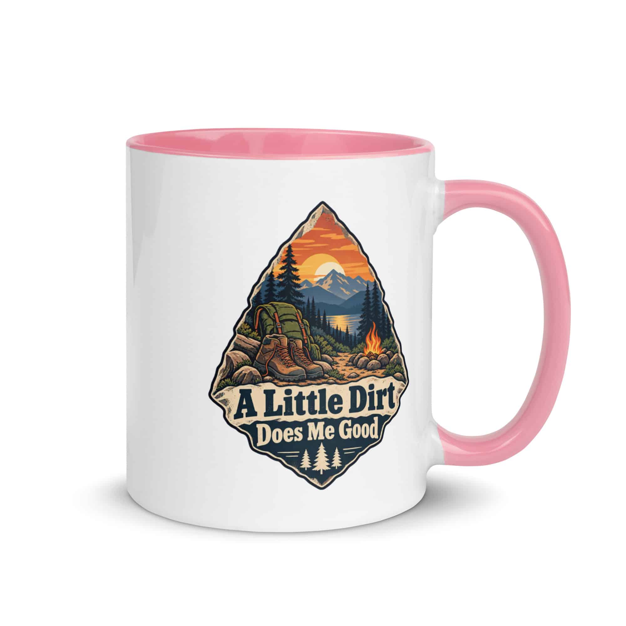 Nature and Adventure Color Inside Coffee Mug: A Little Dirt Does Me Good, Scenic Shield Badge