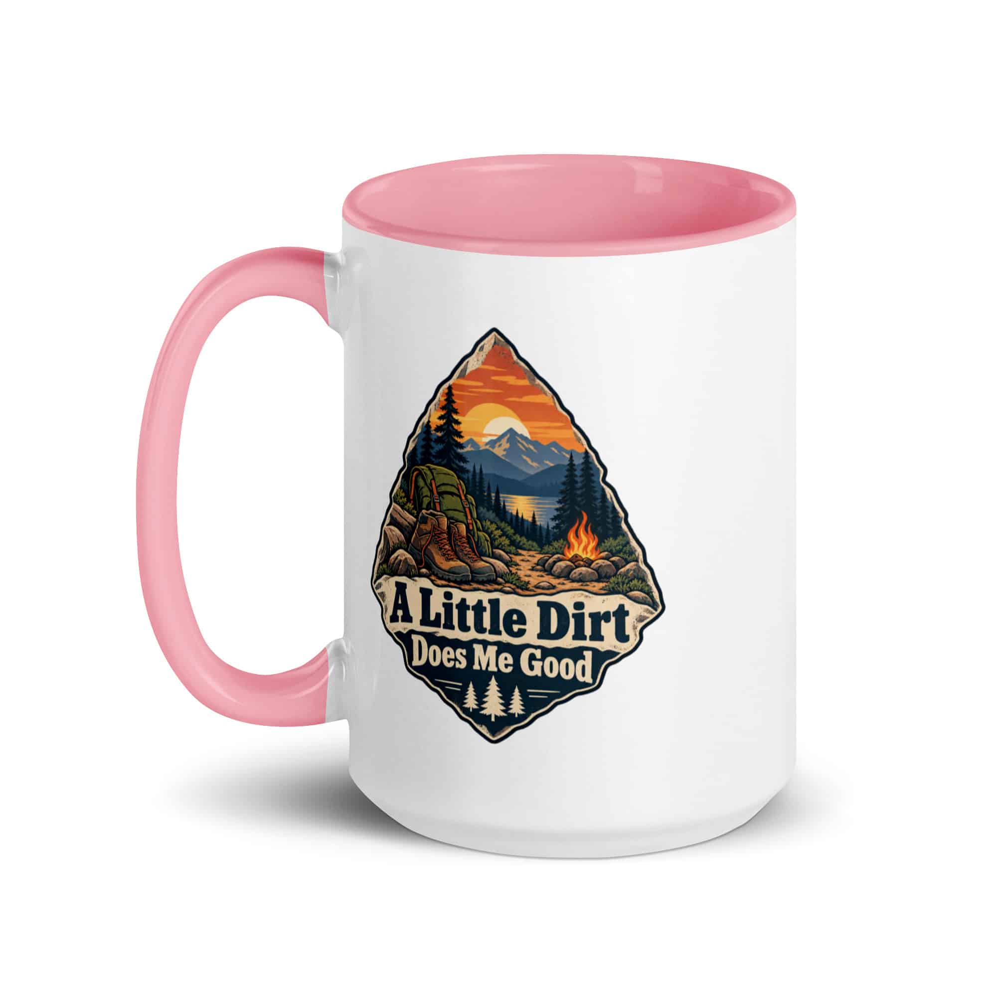 Nature and Adventure Color Inside Coffee Mug: A Little Dirt Does Me Good, Scenic Shield Badge